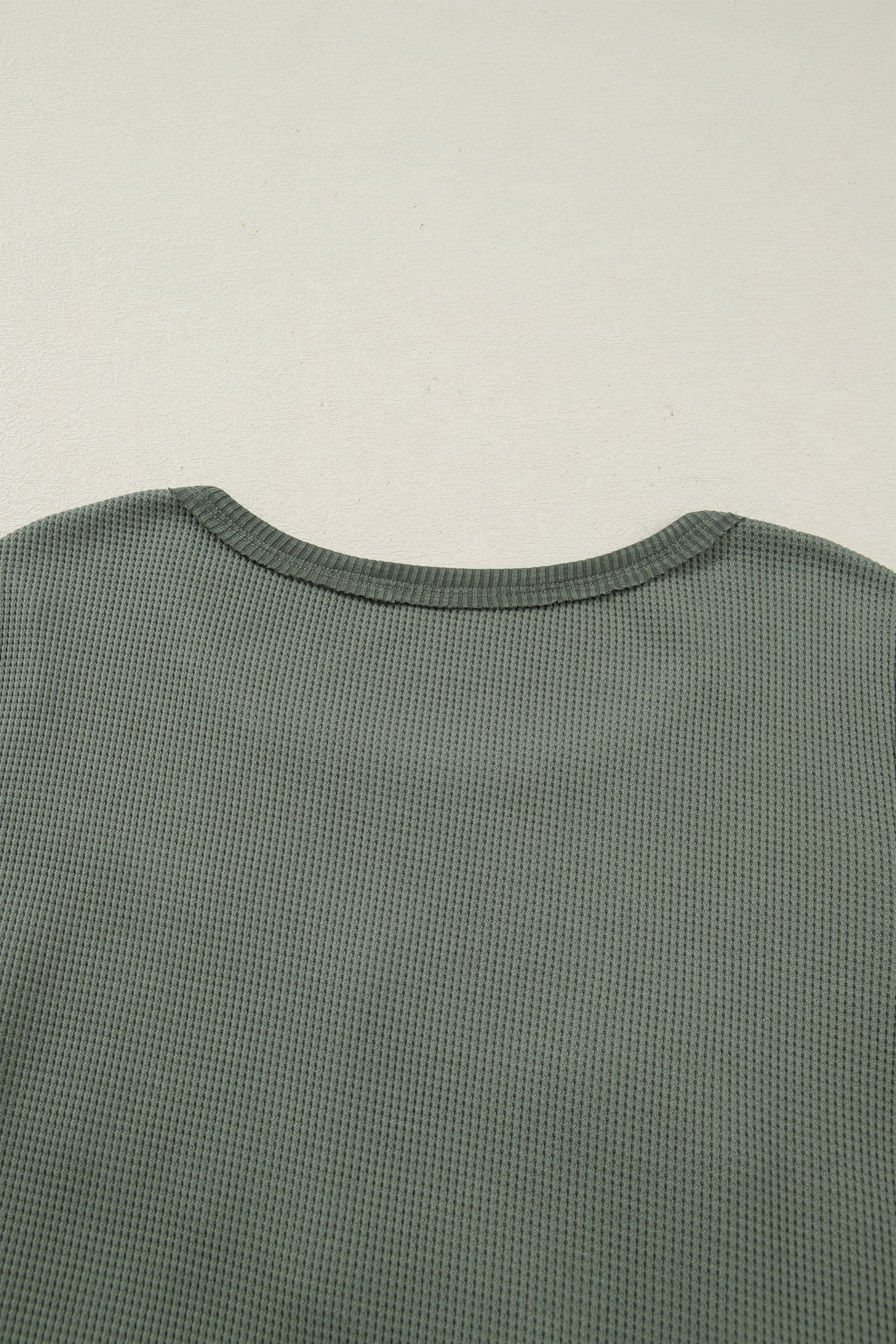 Sage Green Solid Color Waffle Ribbed Lace Patchwork Long Sleeve Top-Tops/Long Sleeve Tops-[Adult]-[Female]-2022 Online Blue Zone Planet