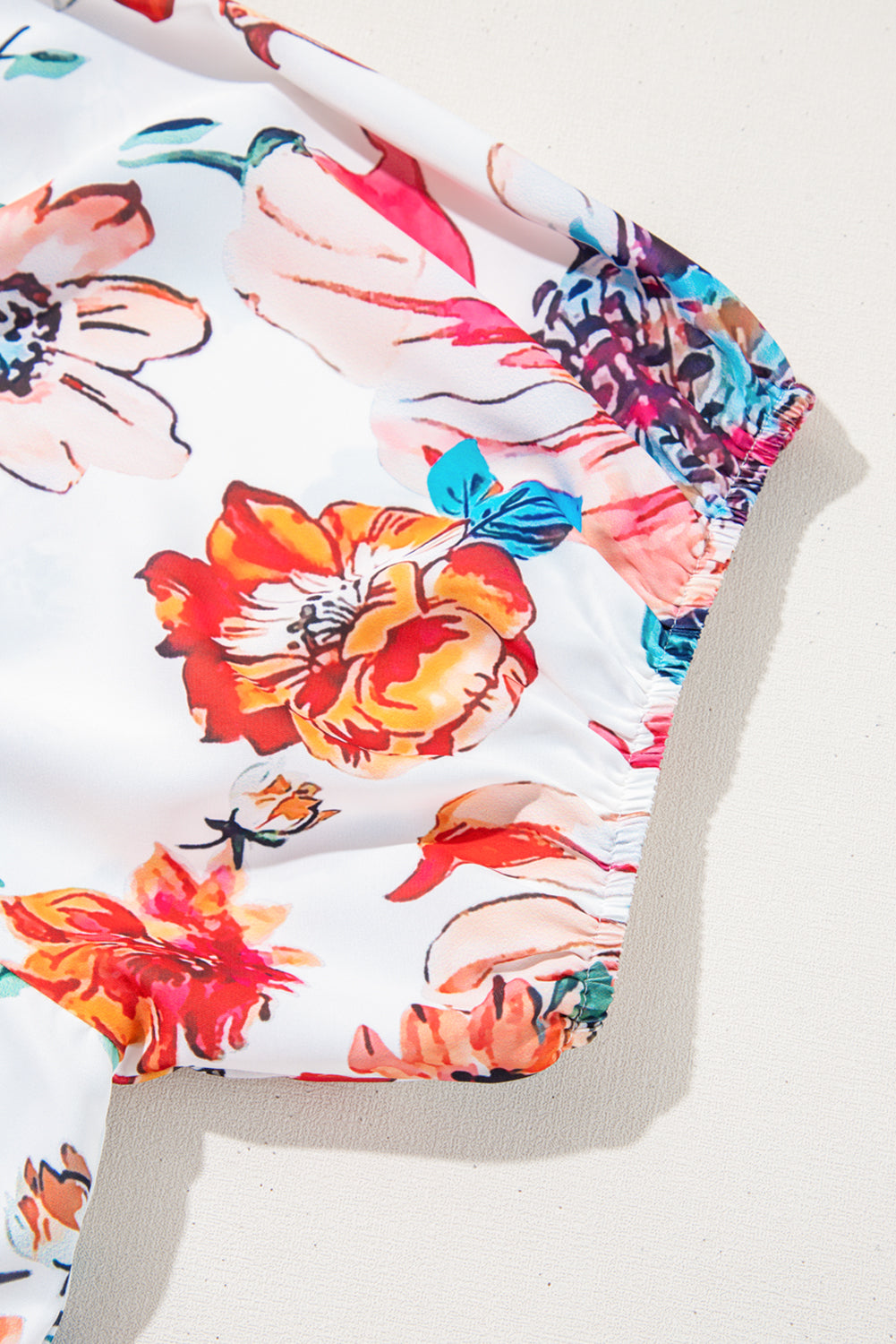 White Floral Square Neck Puff Sleeve Flowy Plus Size Midi Dress-Plus Size Dresses-[Adult]-[Female]-2022 Online Blue Zone Planet