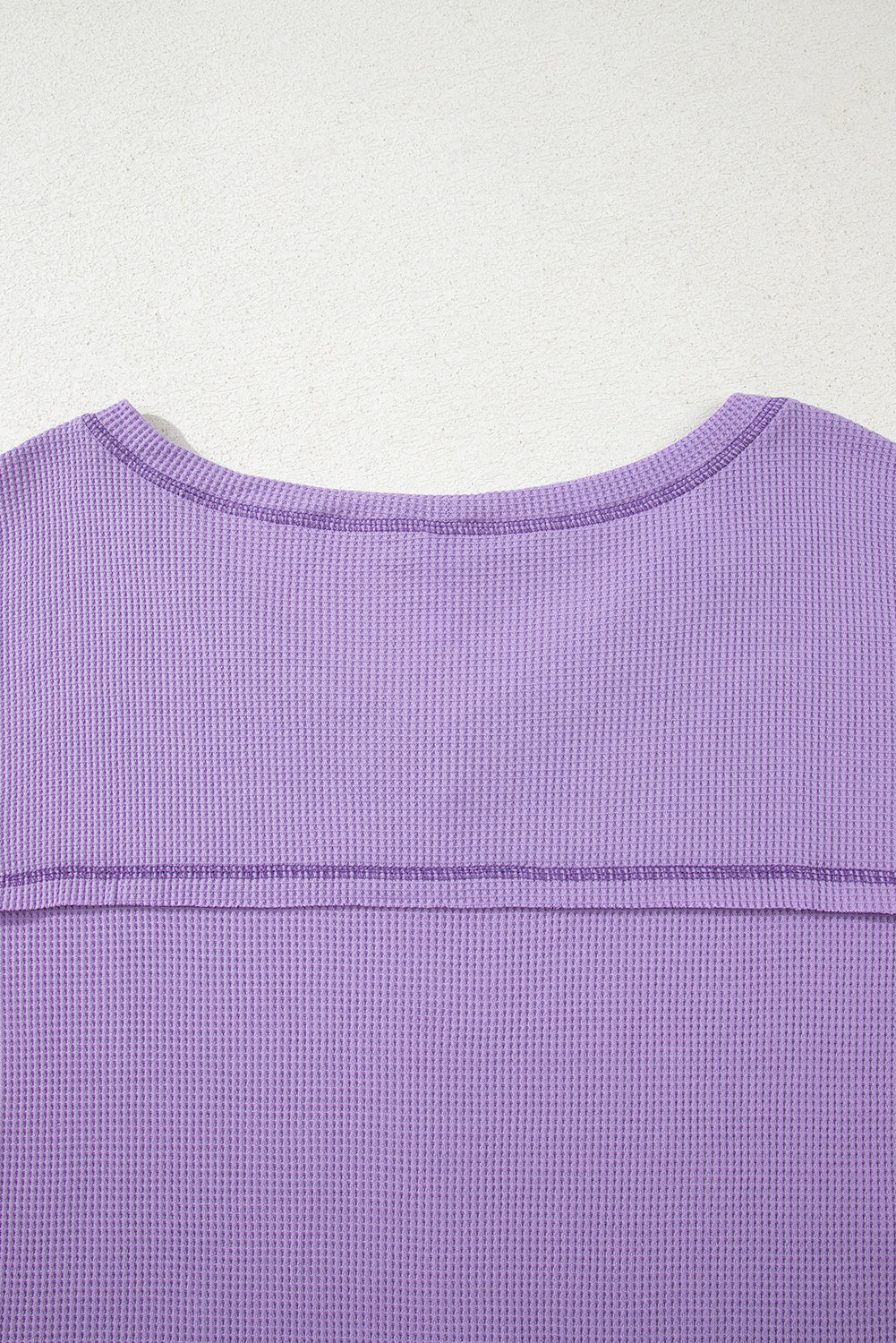 Purple Exposed Seam Half Sleeve Knitted V Neck Textured Top-Tops/Tops & Tees-[Adult]-[Female]-2022 Online Blue Zone Planet