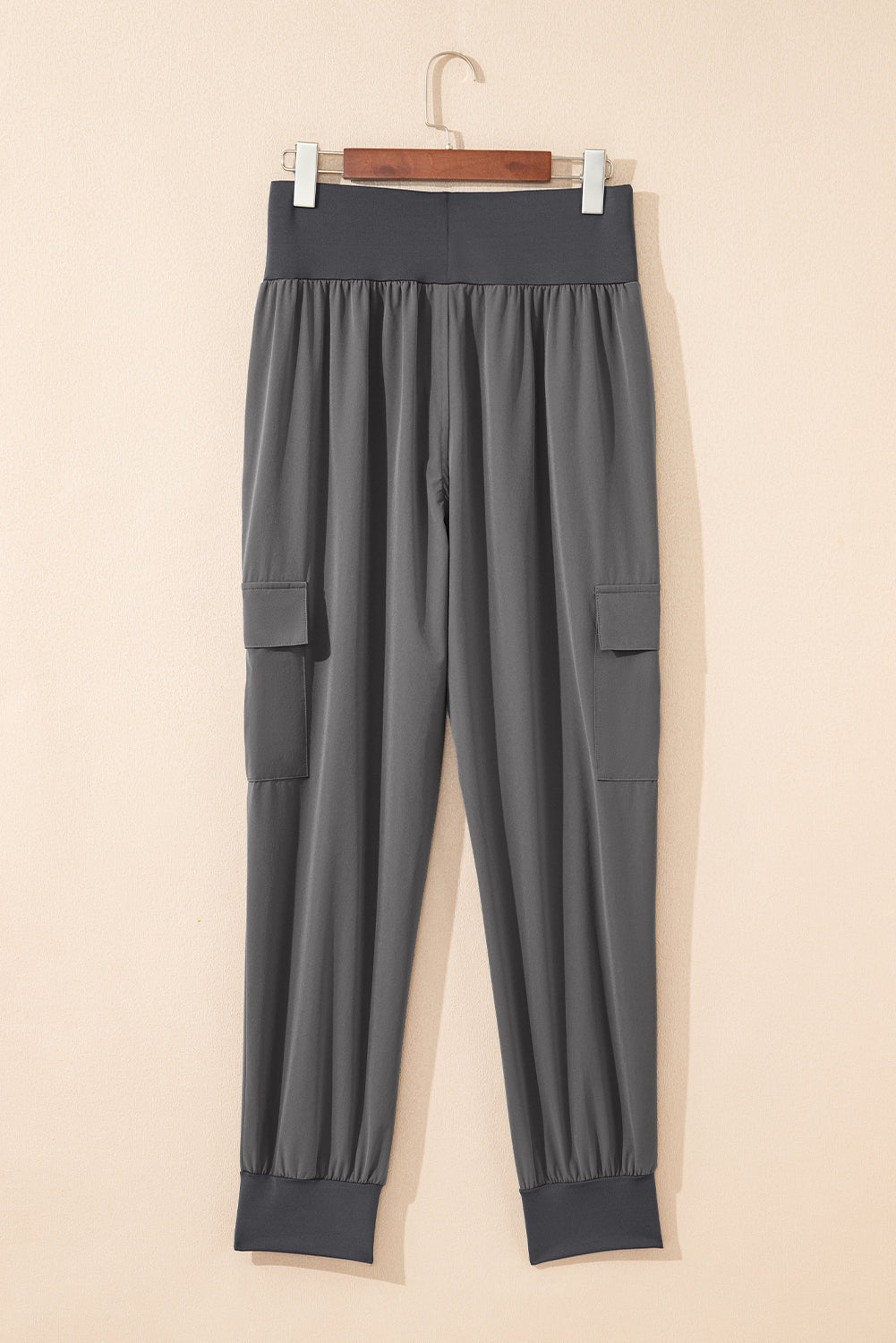 Medium Grey Elastic High Waist Pocketed Cargo Jogger Pants-Bottoms/Pants & Culotte-[Adult]-[Female]-2022 Online Blue Zone Planet