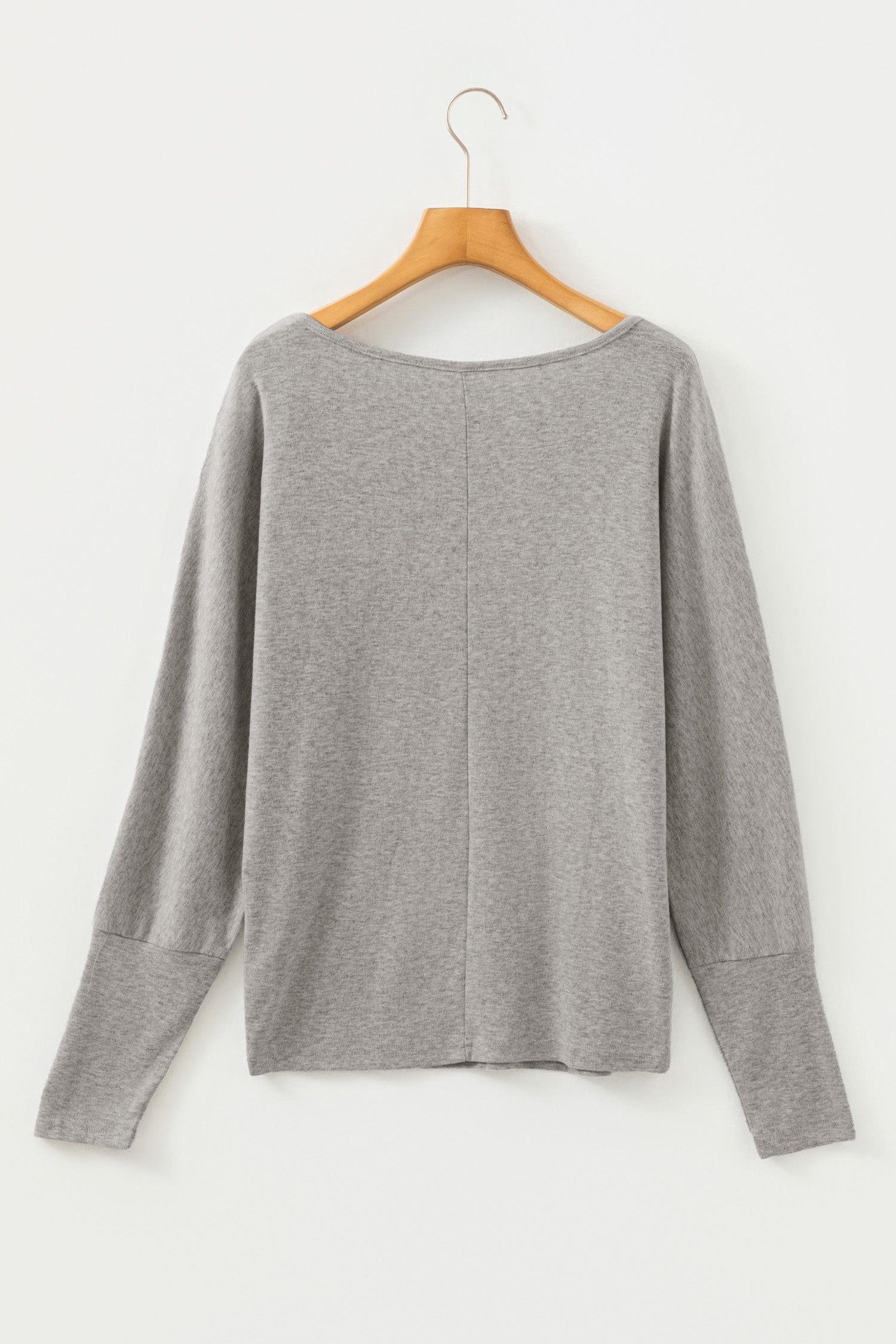 Light Grey Solid Color Extended Cuffs Long Sleeve Top-Tops/Long Sleeve Tops-[Adult]-[Female]-2022 Online Blue Zone Planet