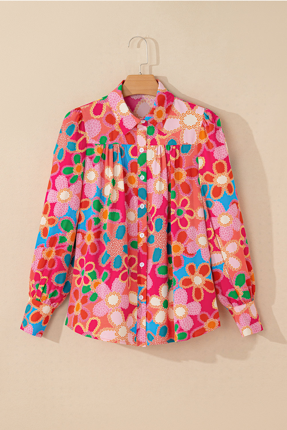 Multicolor Floral Print Bubble Sleeve Shirt-Sale (50% OFF)/30% OFF-[Adult]-[Female]-2022 Online Blue Zone Planet