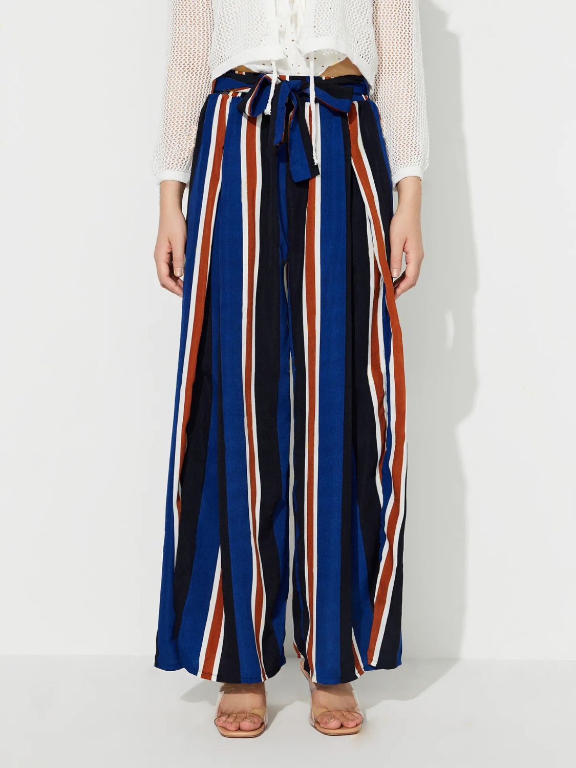 Blue Zone Planet | Side Slit Contrast Wide Leg Pants-BOTTOMS SIZES SMALL MEDIUM LARGE-[Adult]-[Female]-2022 Online Blue Zone Planet