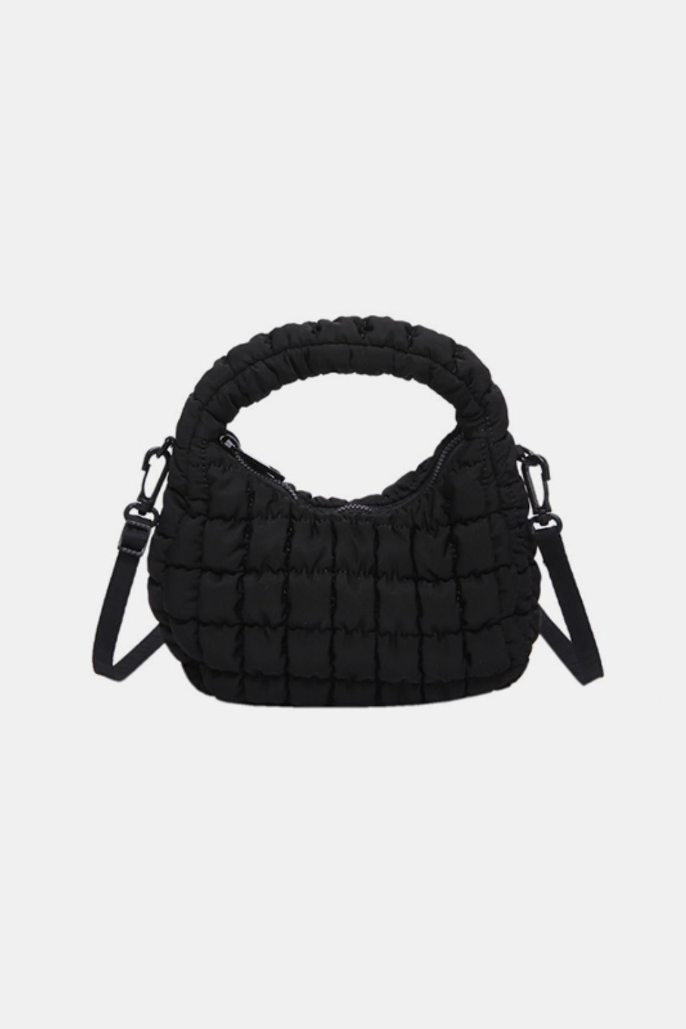 Quilted Puffy Removable Strap Crossbody Bag-[Adult]-[Female]-Black-One Size-2022 Online Blue Zone Planet