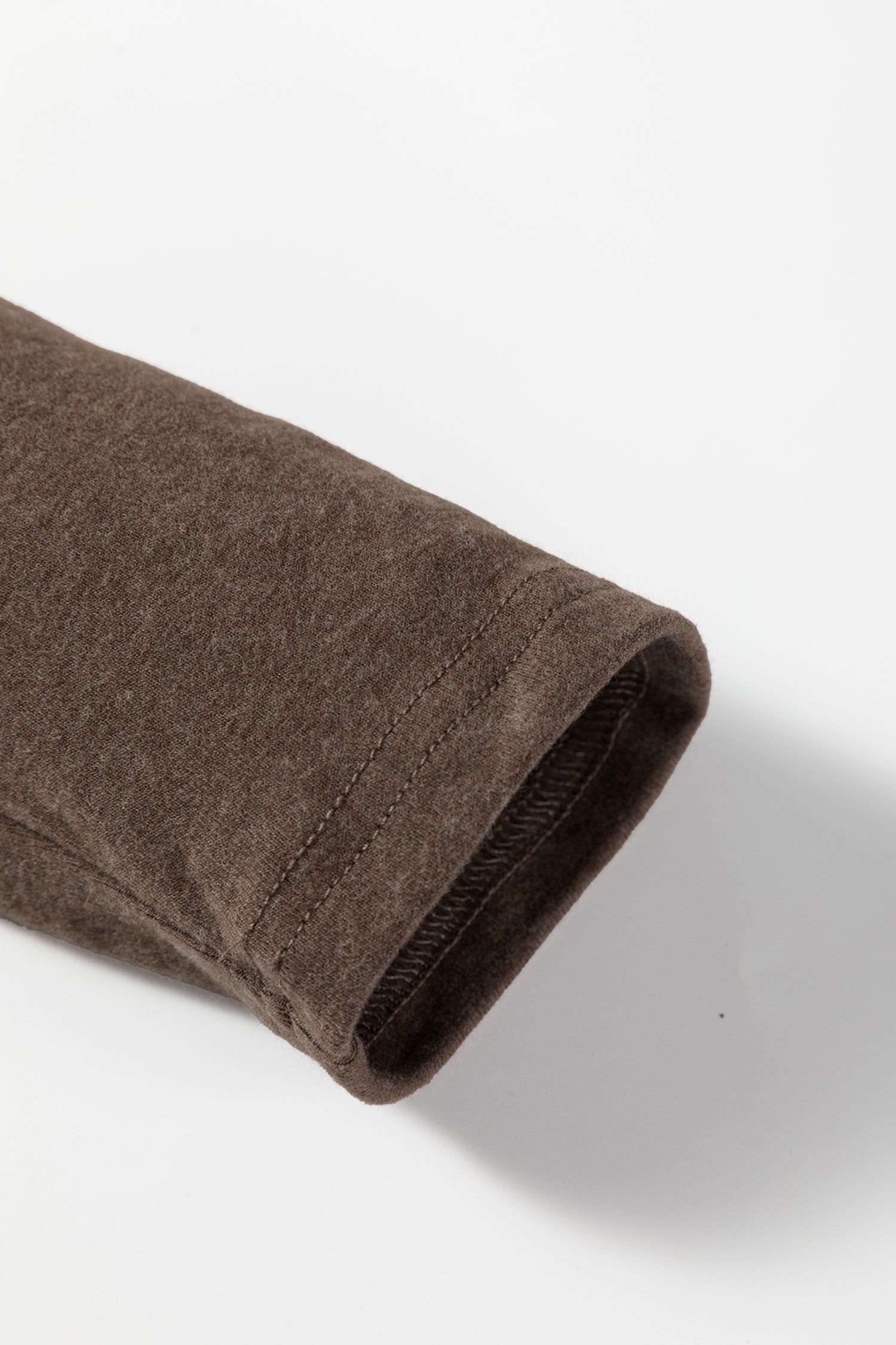 Chicory Coffee Solid Exposed Seam Crew Neck Long Sleeve Top-Tops/Long Sleeve Tops-[Adult]-[Female]-2022 Online Blue Zone Planet