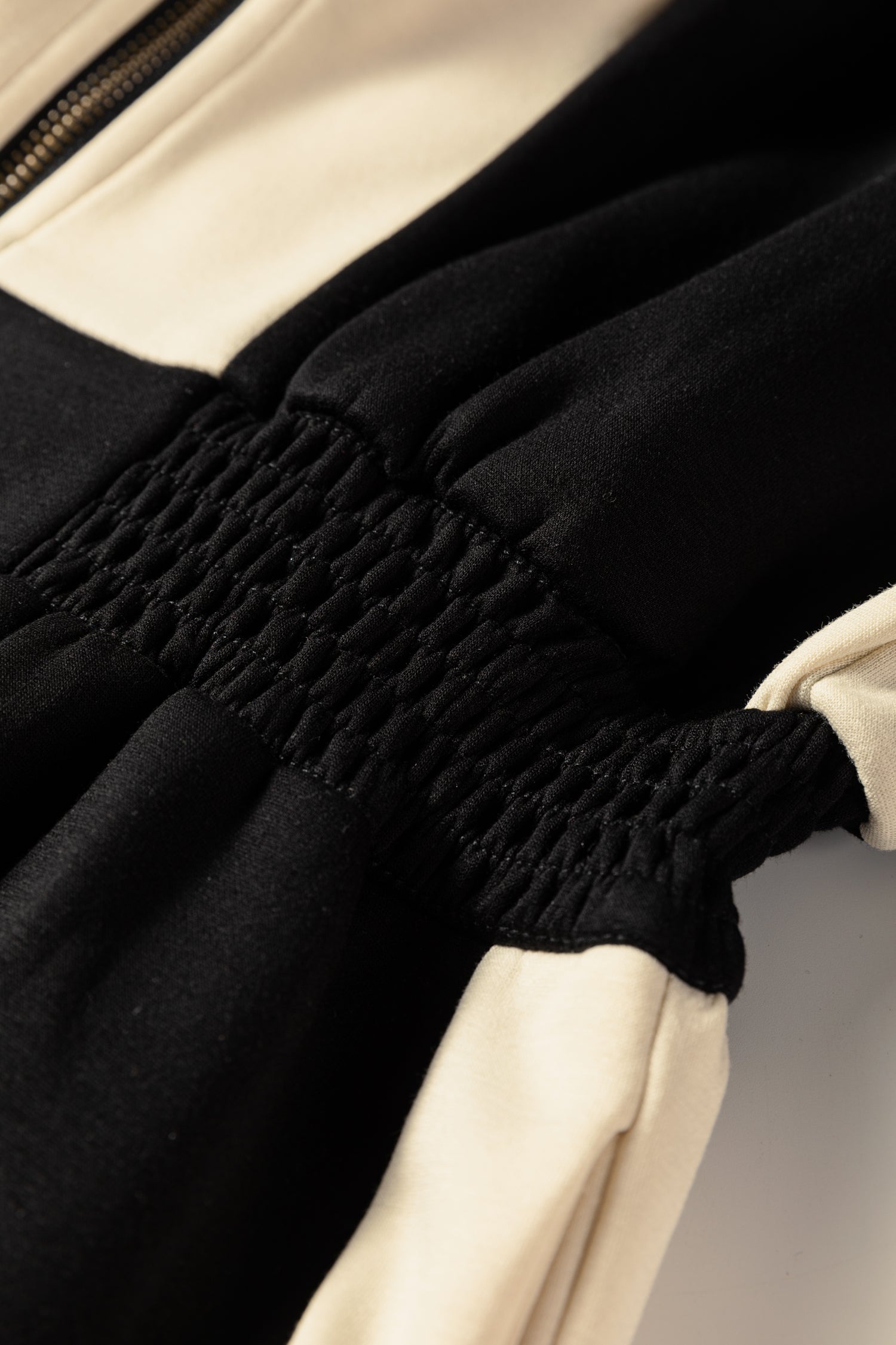 Black Two-tone Long Sleeve Zipped Front Casual Romper-Bottoms/Jumpsuits & Rompers-[Adult]-[Female]-2022 Online Blue Zone Planet