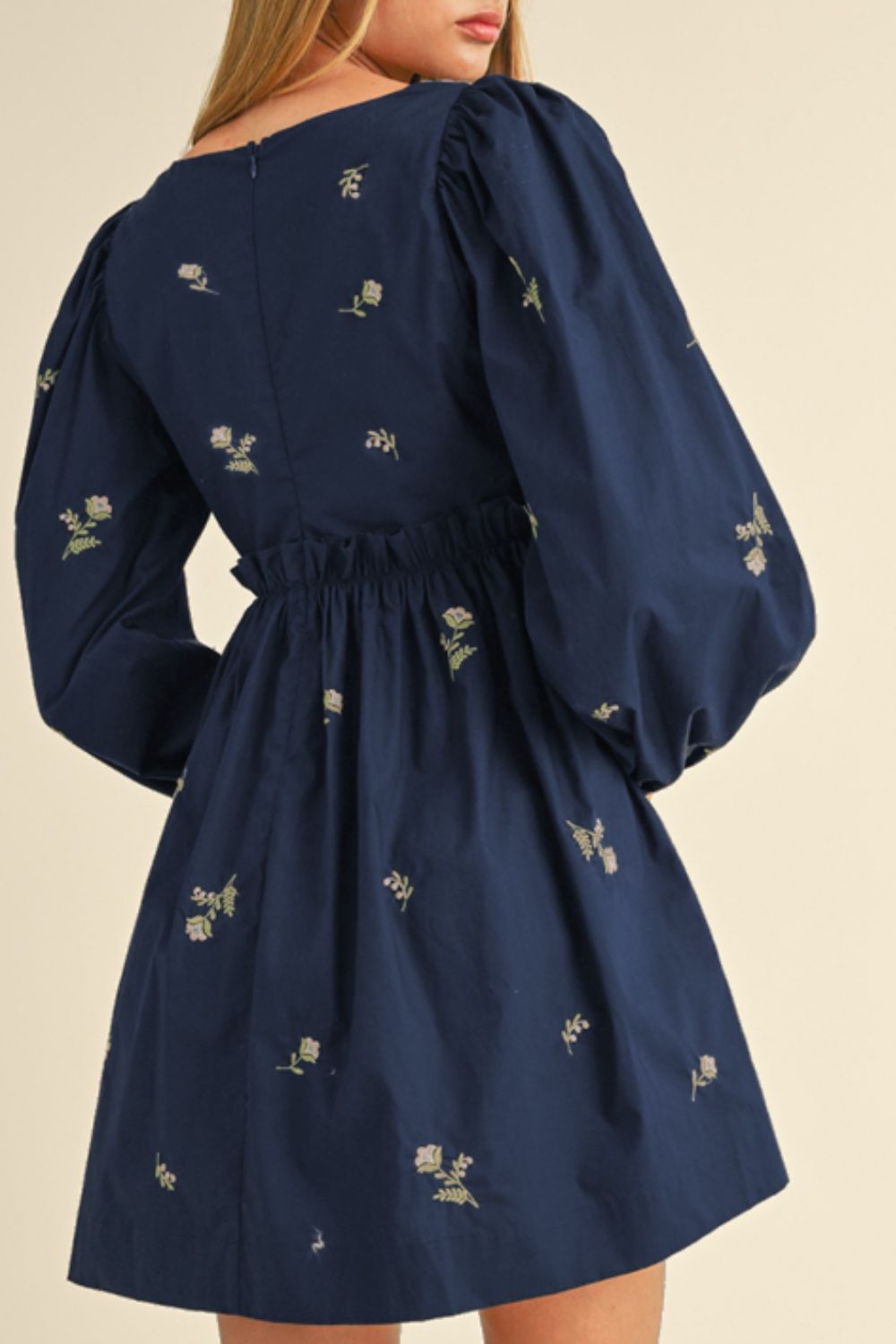 Floral Square Neck Balloon Sleeve Mini Dress-TOPS / DRESSES-[Adult]-[Female]-2022 Online Blue Zone Planet