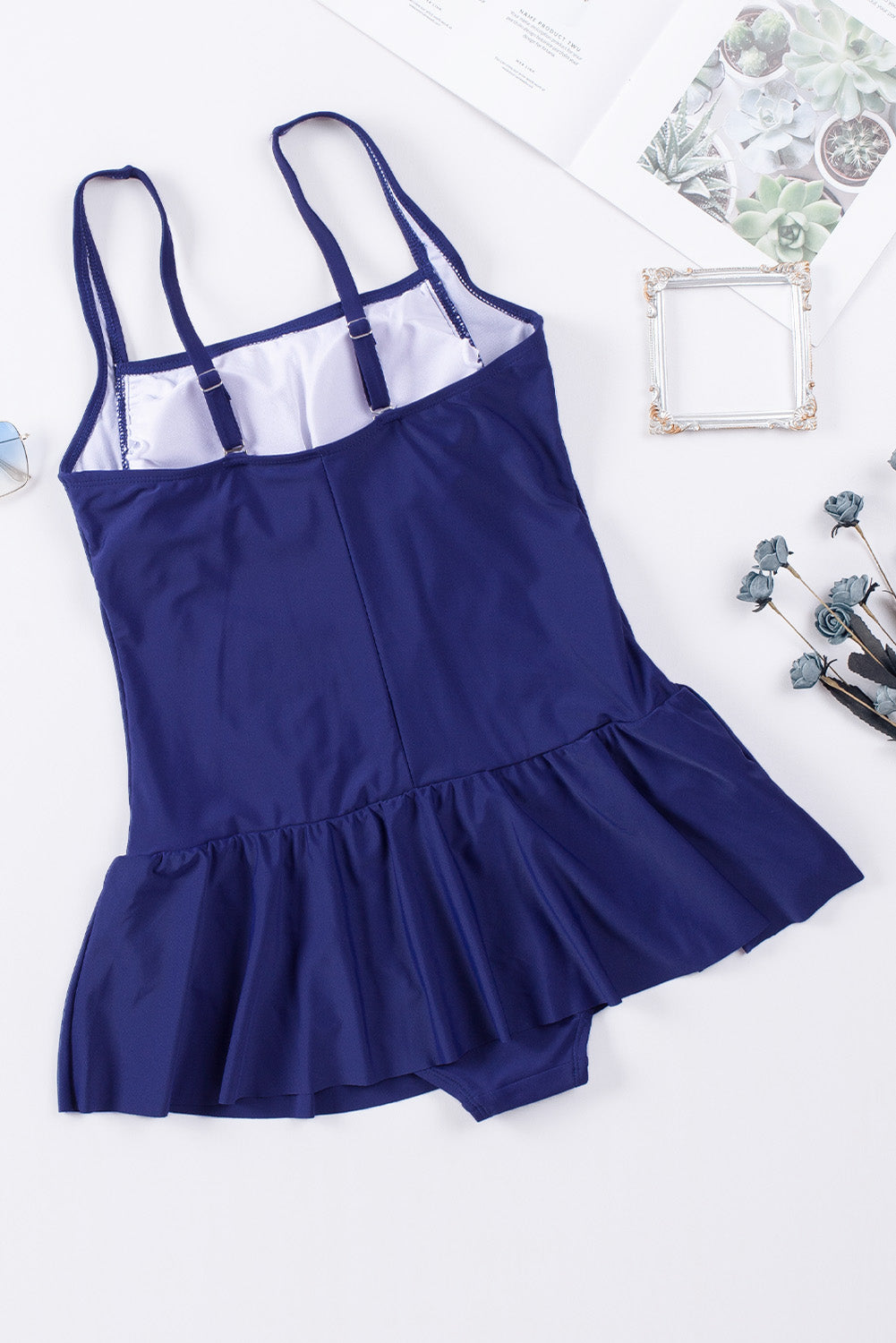 Ruched Square Neck Sleeveless One-Piece Swimwear-TOPS / DRESSES-[Adult]-[Female]-2022 Online Blue Zone Planet