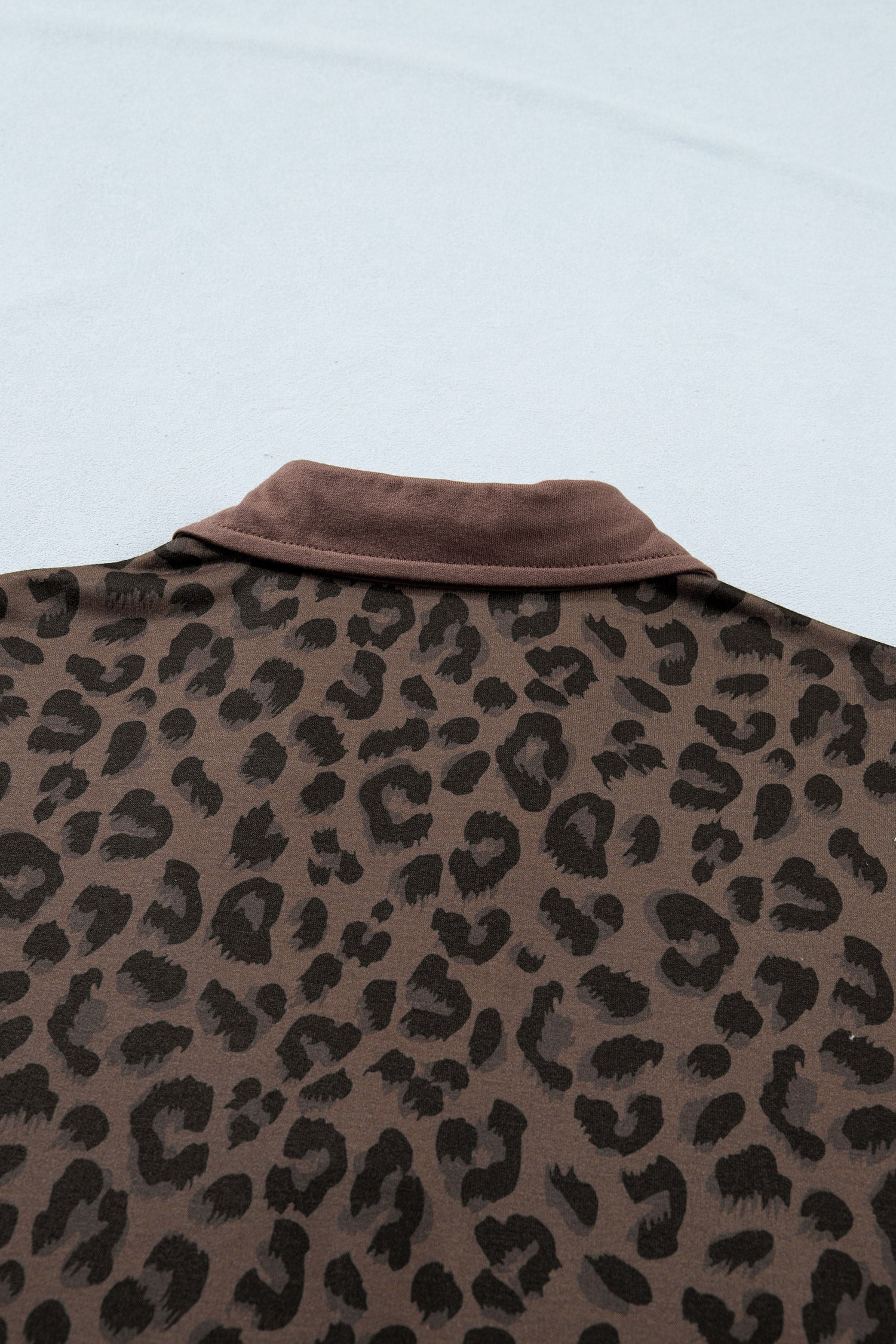 Brown Leopard Print Contrast Collar V-Neck Mini Dress-Dresses/Mini Dresses-[Adult]-[Female]-2022 Online Blue Zone Planet