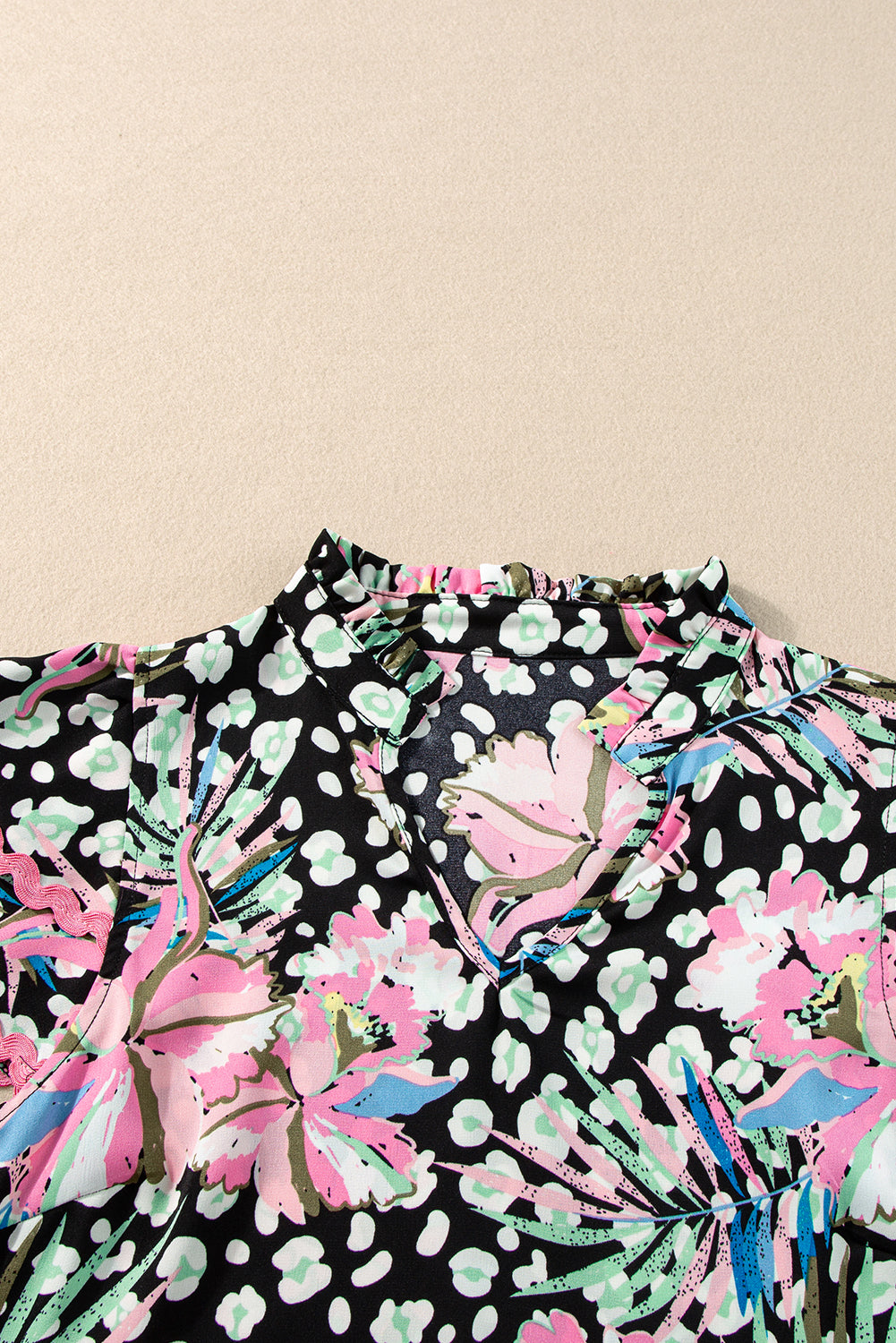 Pink Ricrac Floral Tiered Short Sleeve Blouse-Tops/Blouses & Shirts-[Adult]-[Female]-2022 Online Blue Zone Planet