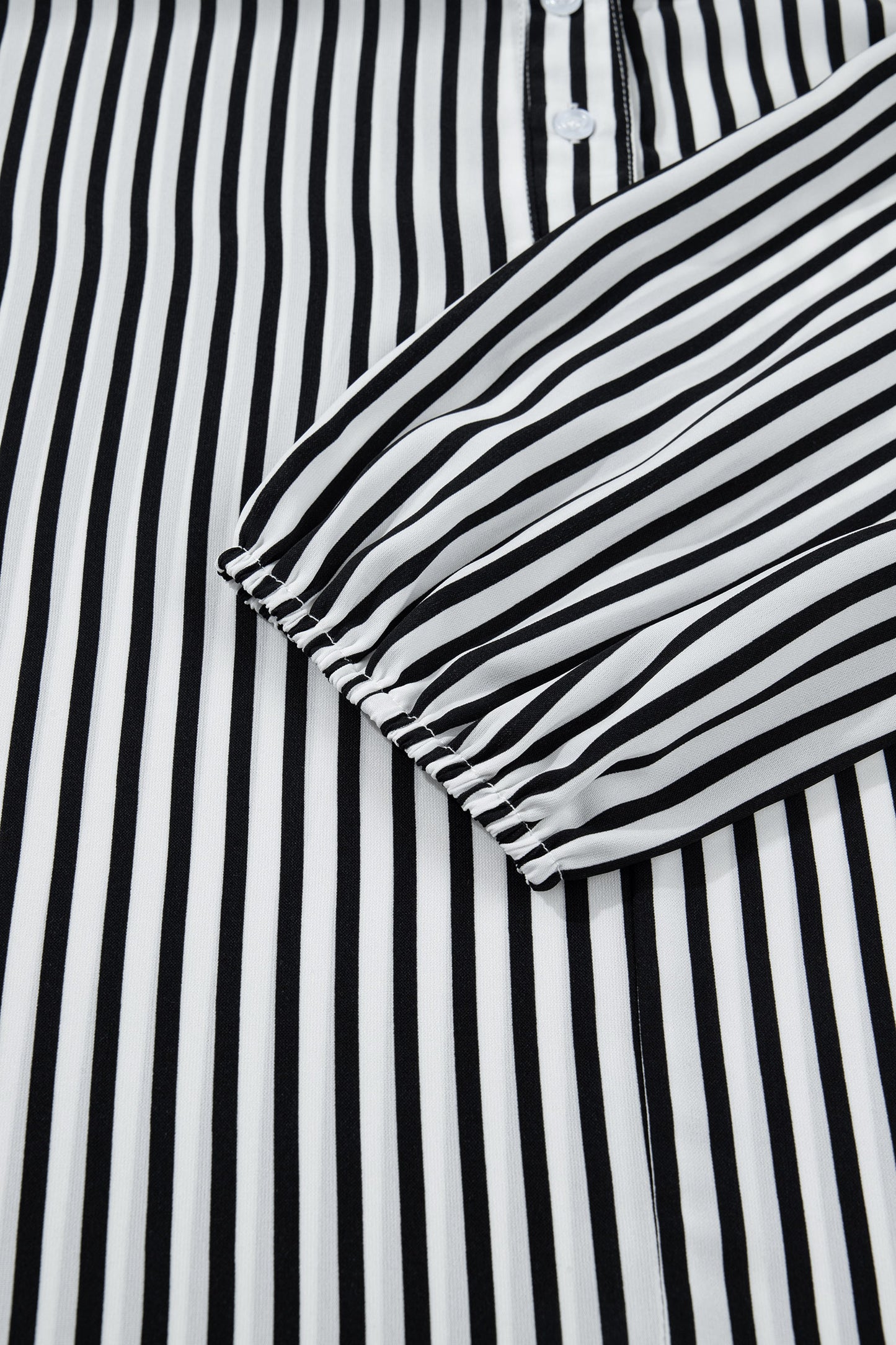 Black Striped Half Sleeve Button-Up Shirt