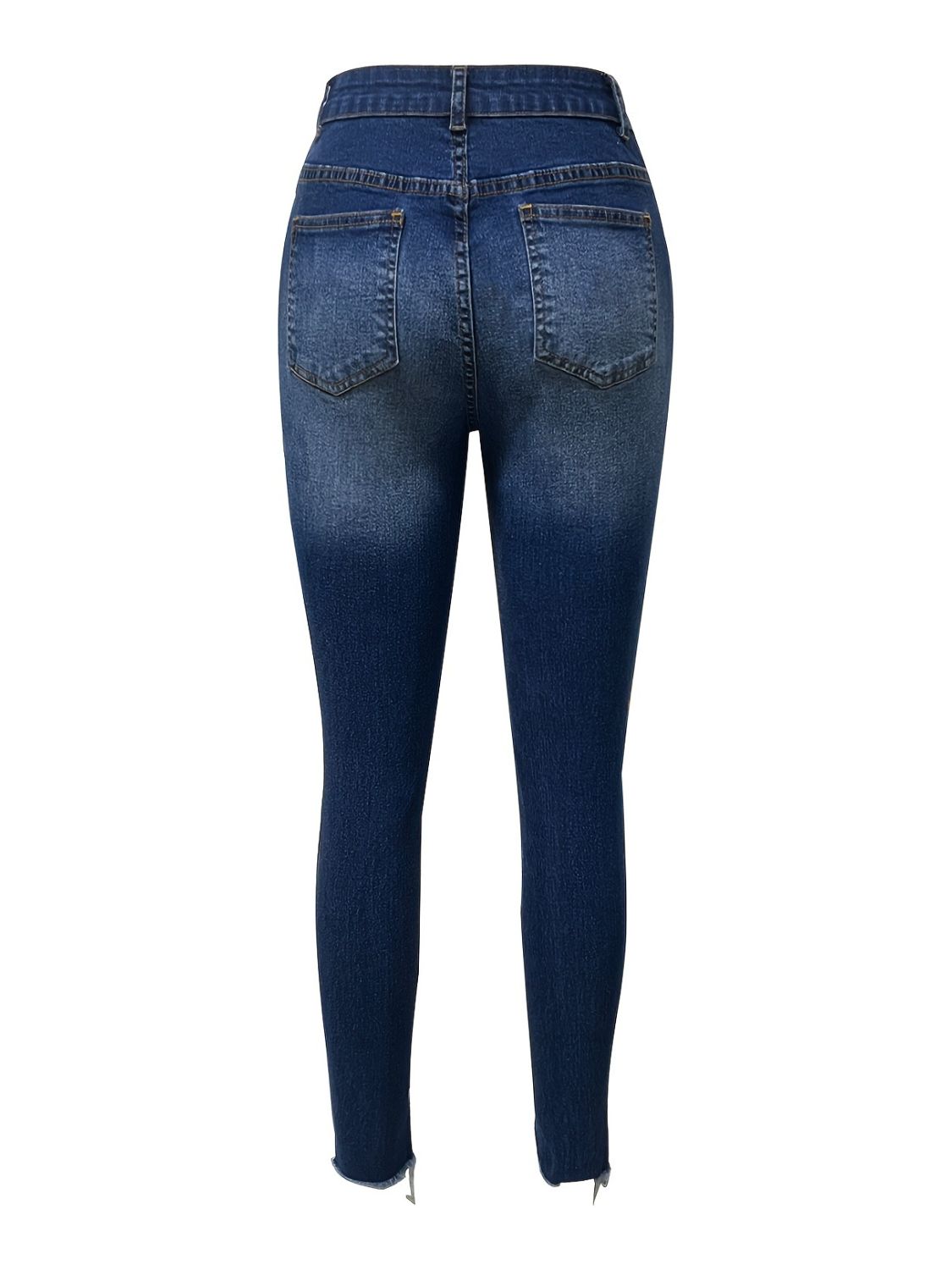 Blue Zone Planet | Distressed Skinny Jeans with Pockets-BOTTOMS SIZES SMALL MEDIUM LARGE-[Adult]-[Female]-2022 Online Blue Zone Planet