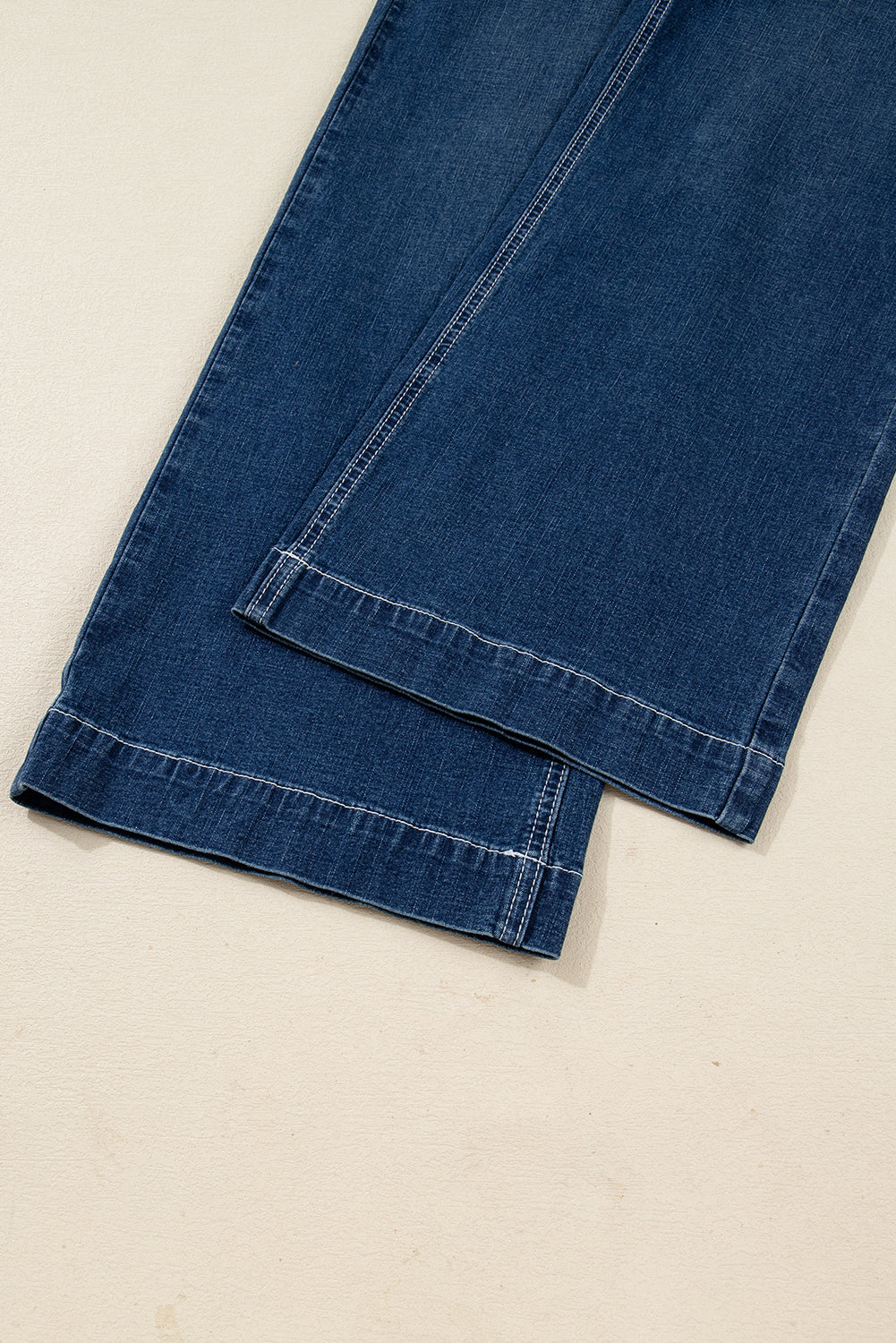 Sail Blue Stitched Waist Detail Loose Cuffed Jeans-Bottoms/Jeans-[Adult]-[Female]-2022 Online Blue Zone Planet