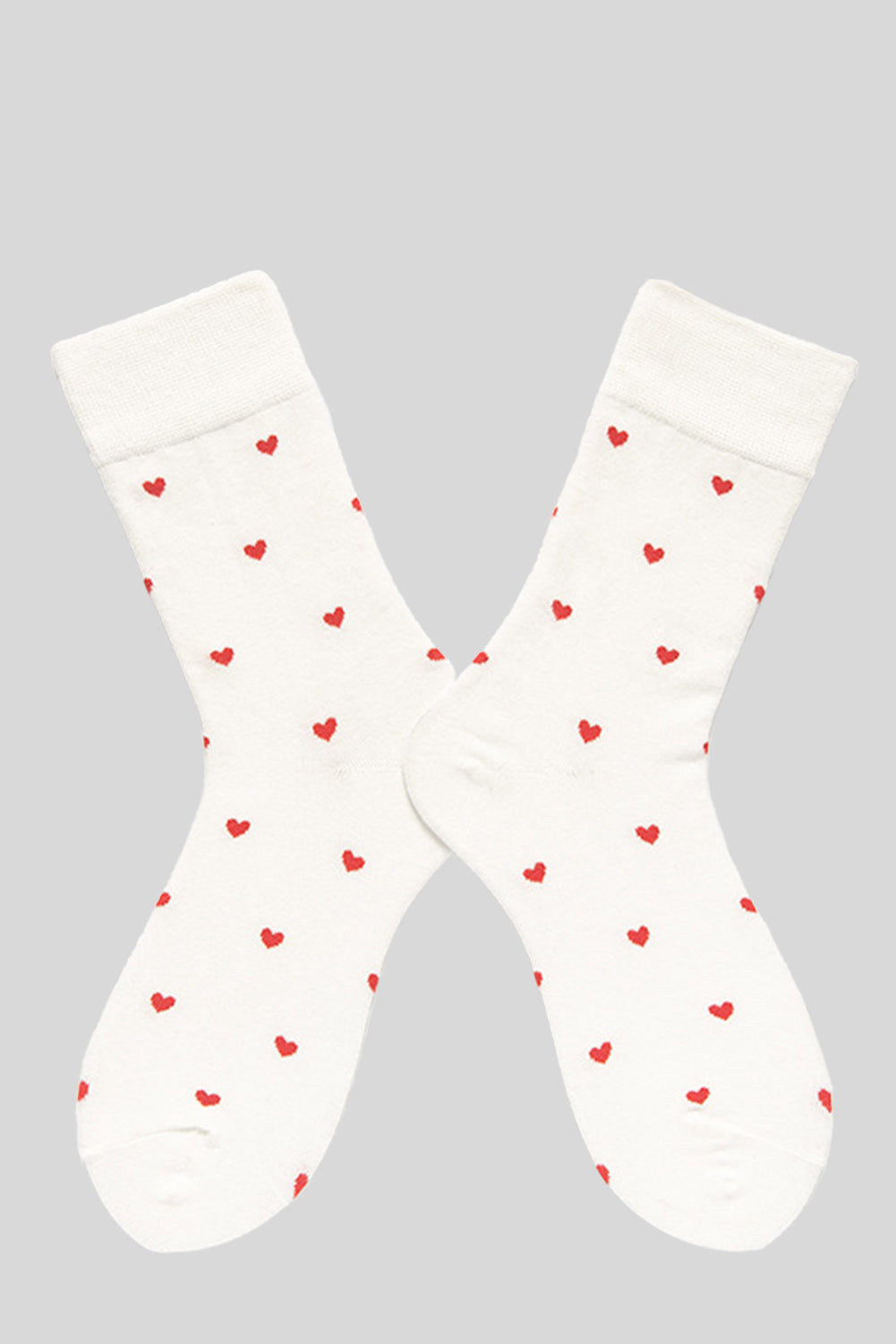 White Valentines Heart Pattern Crew Socks-Accessories/Socks-[Adult]-[Female]-White-ONE SIZE-2022 Online Blue Zone Planet