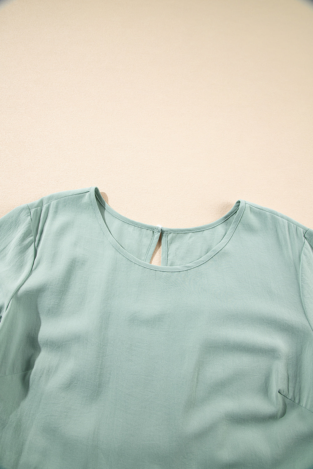 Grass Green Plain Ruffle Hem Plus Size Flared Mini Dress