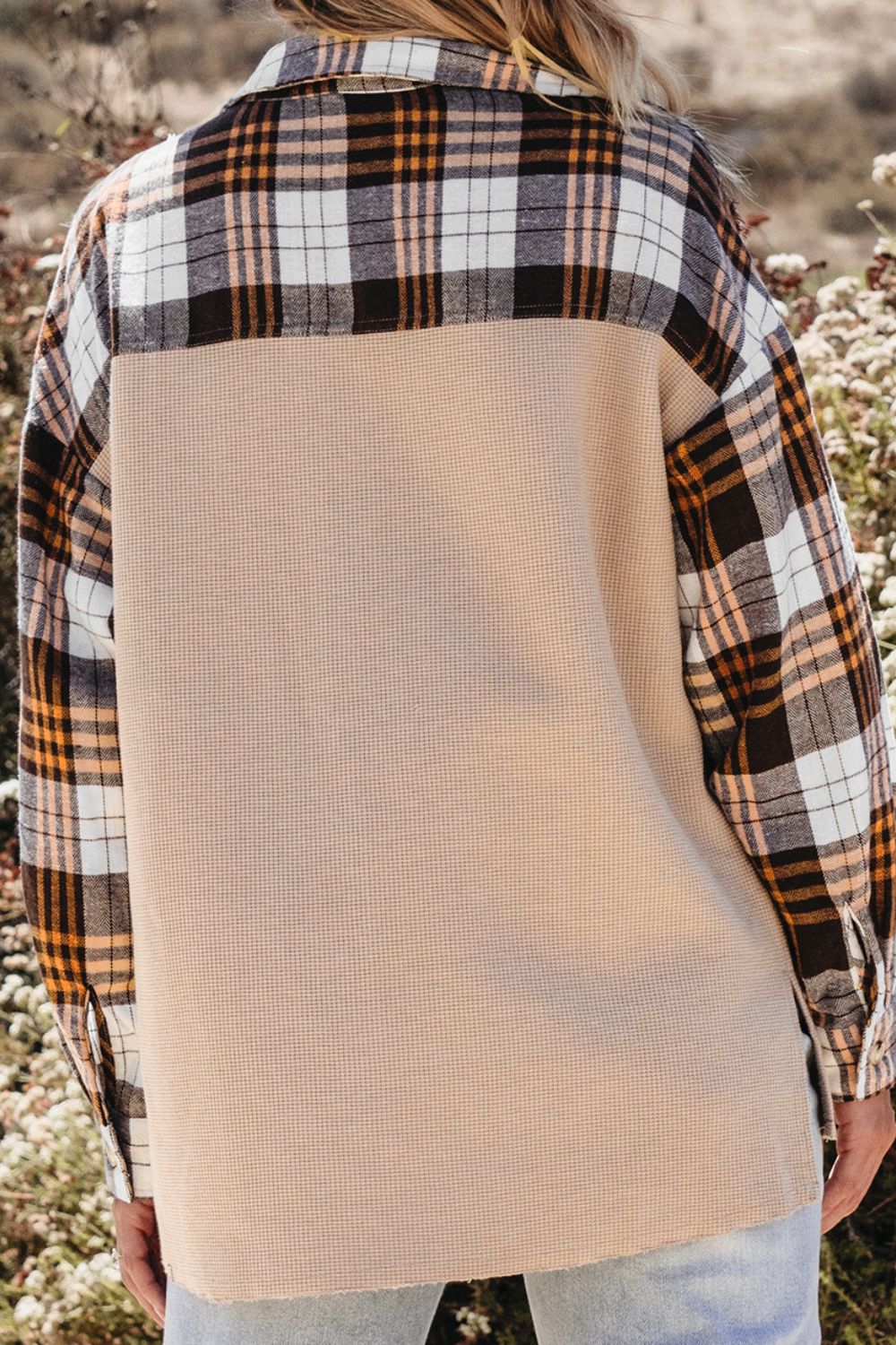 Plaid Button Up Long Sleeve Shacket-TOPS / DRESSES-[Adult]-[Female]-2022 Online Blue Zone Planet