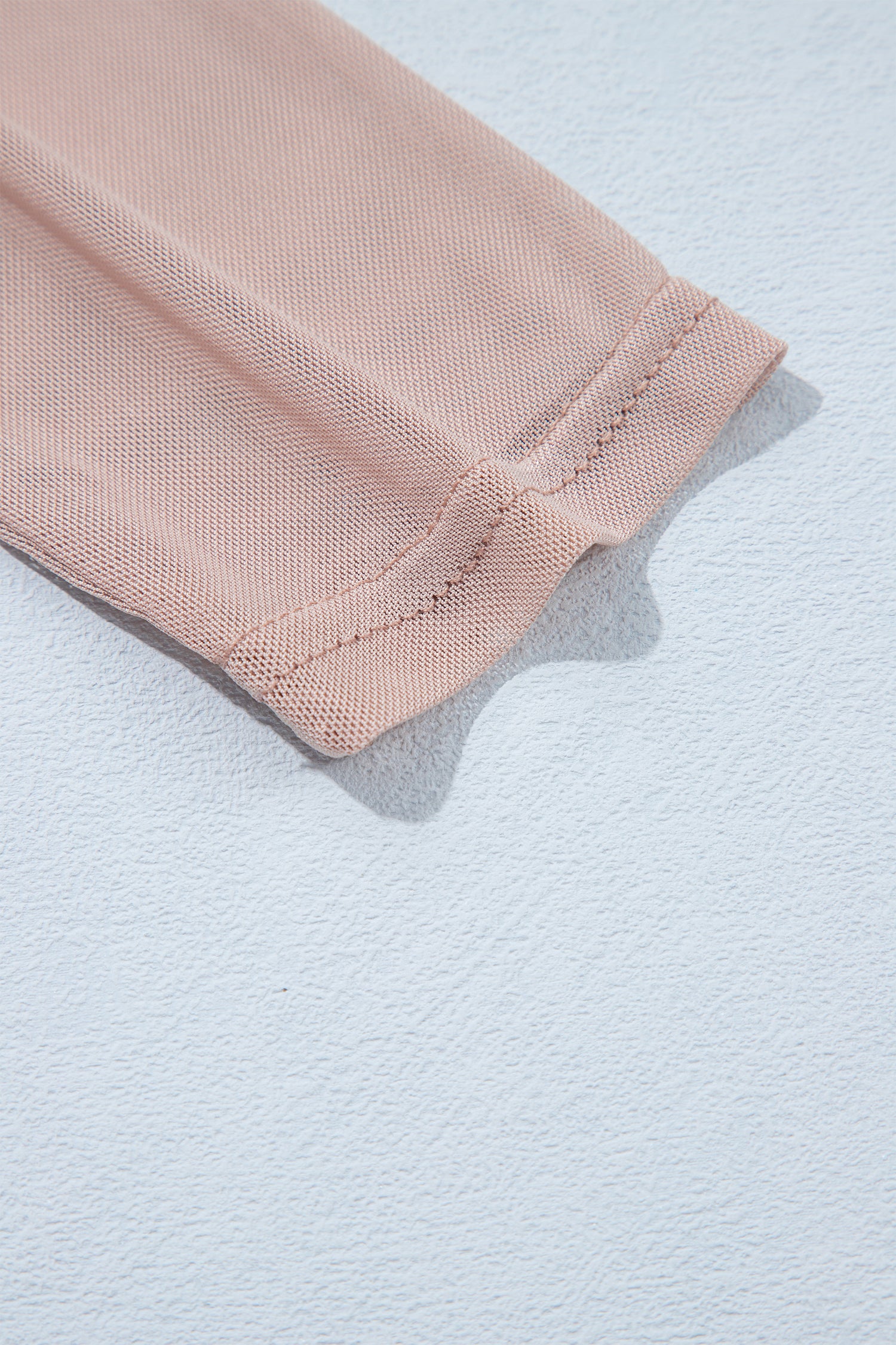 Light French Beige Solid Color Velvet Knot Square Neck Sheer Long Sleeve Bodysuit-Tops/Bodysuits-[Adult]-[Female]-2022 Online Blue Zone Planet