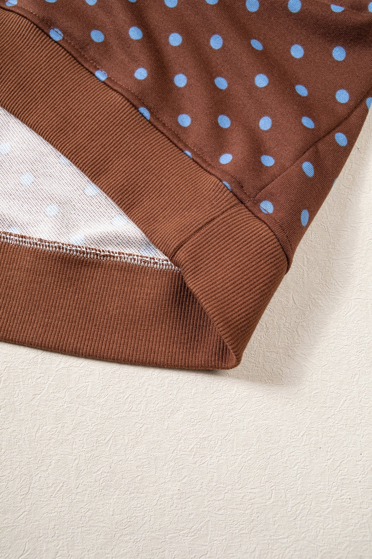 Brown Polka Dot Drawstring Wide Leg Long Sleeve Top Pant Set-Two Piece Sets/Pant Sets-[Adult]-[Female]-2022 Online Blue Zone Planet