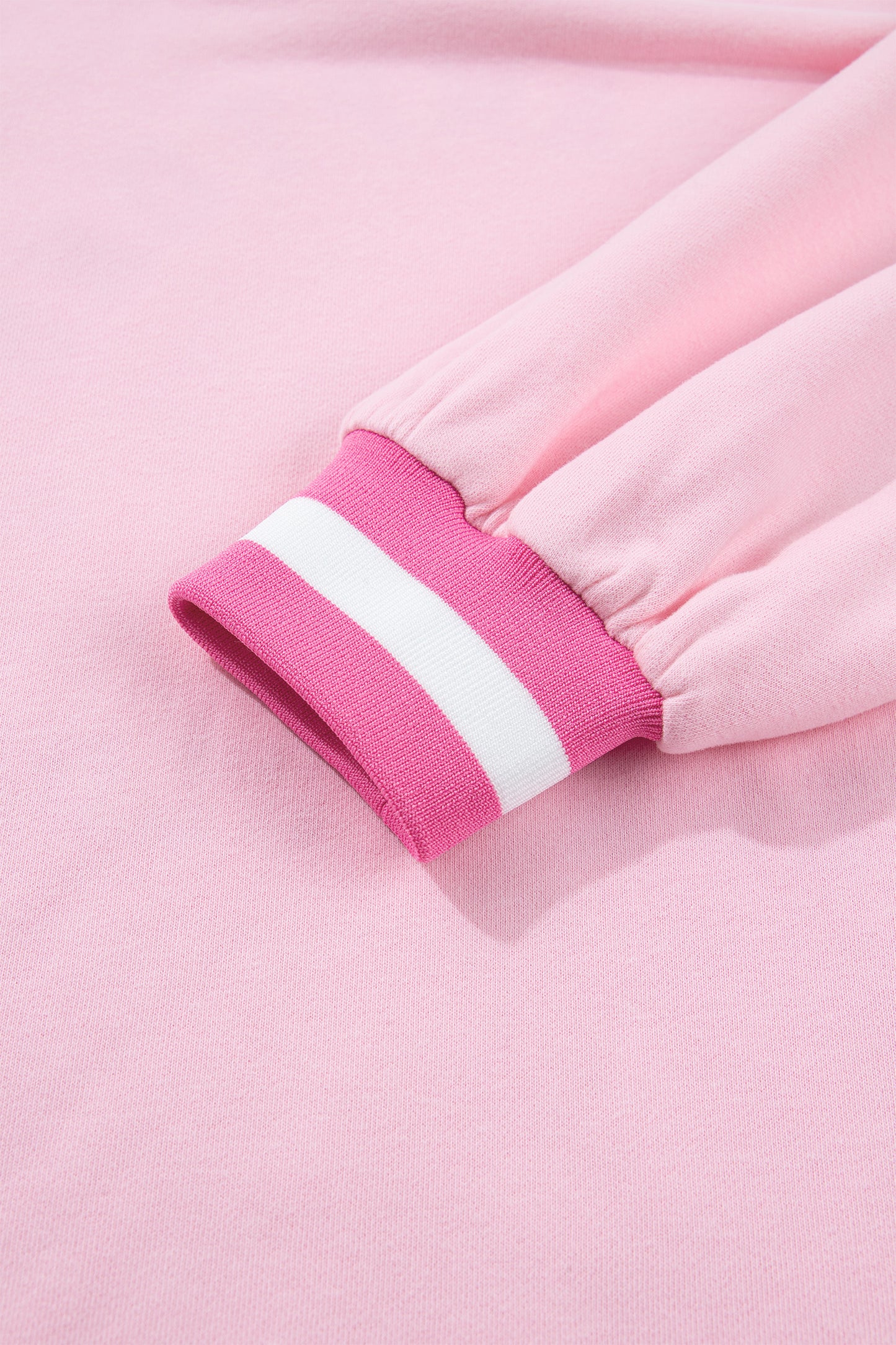 Pink Embroidered Tennis Club Crew Neck Pullover Sweatshirt