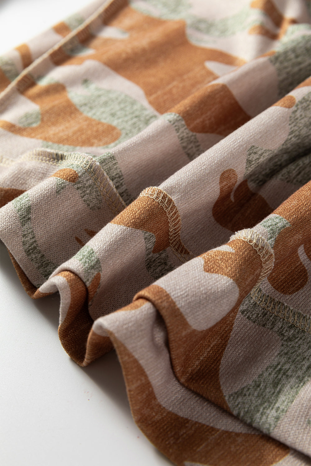 Brown Retro Camouflage Print Exposed Seam Patchwork Drop Shoulder Sweatshirt-Tops/Sweatshirts & Hoodies-[Adult]-[Female]-2022 Online Blue Zone Planet