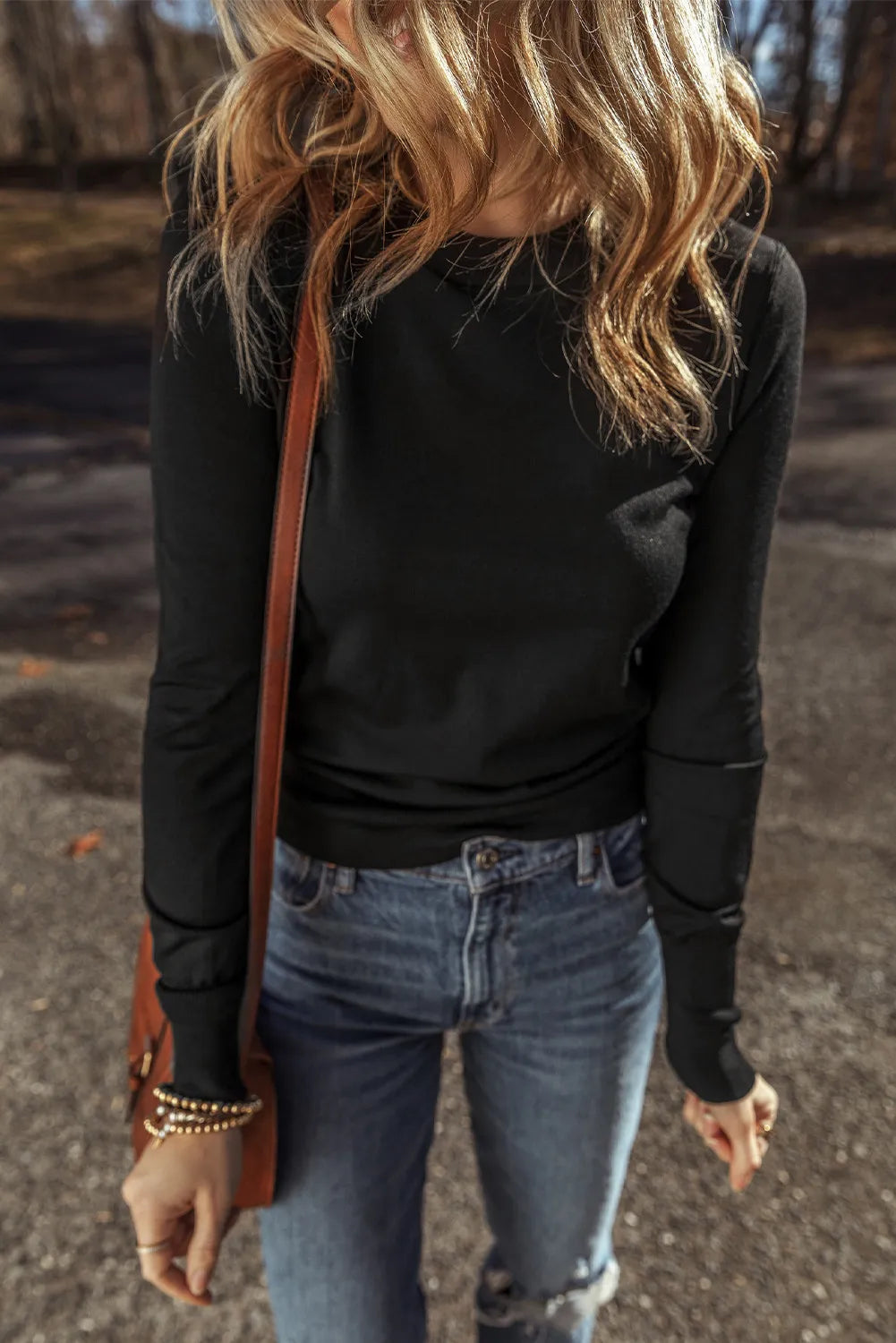 Round Neck Long Sleeve Knit Top-TOPS / DRESSES-[Adult]-[Female]-2022 Online Blue Zone Planet