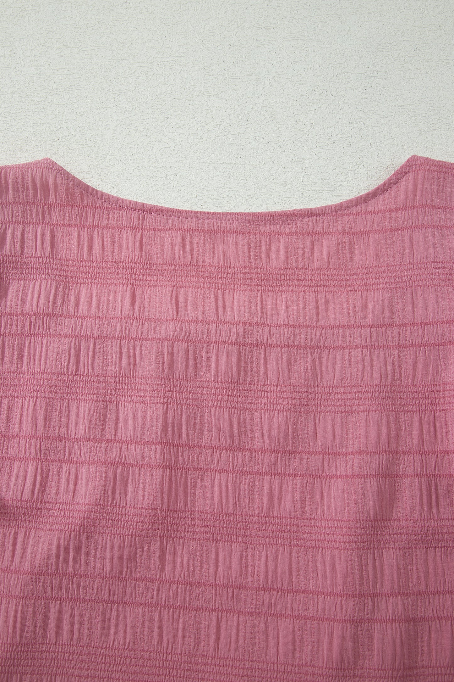 Peach Blossom Textured Square Neck Top And Shirred High Waist Shorts Set-Two Piece Sets/Short Sets-[Adult]-[Female]-2022 Online Blue Zone Planet