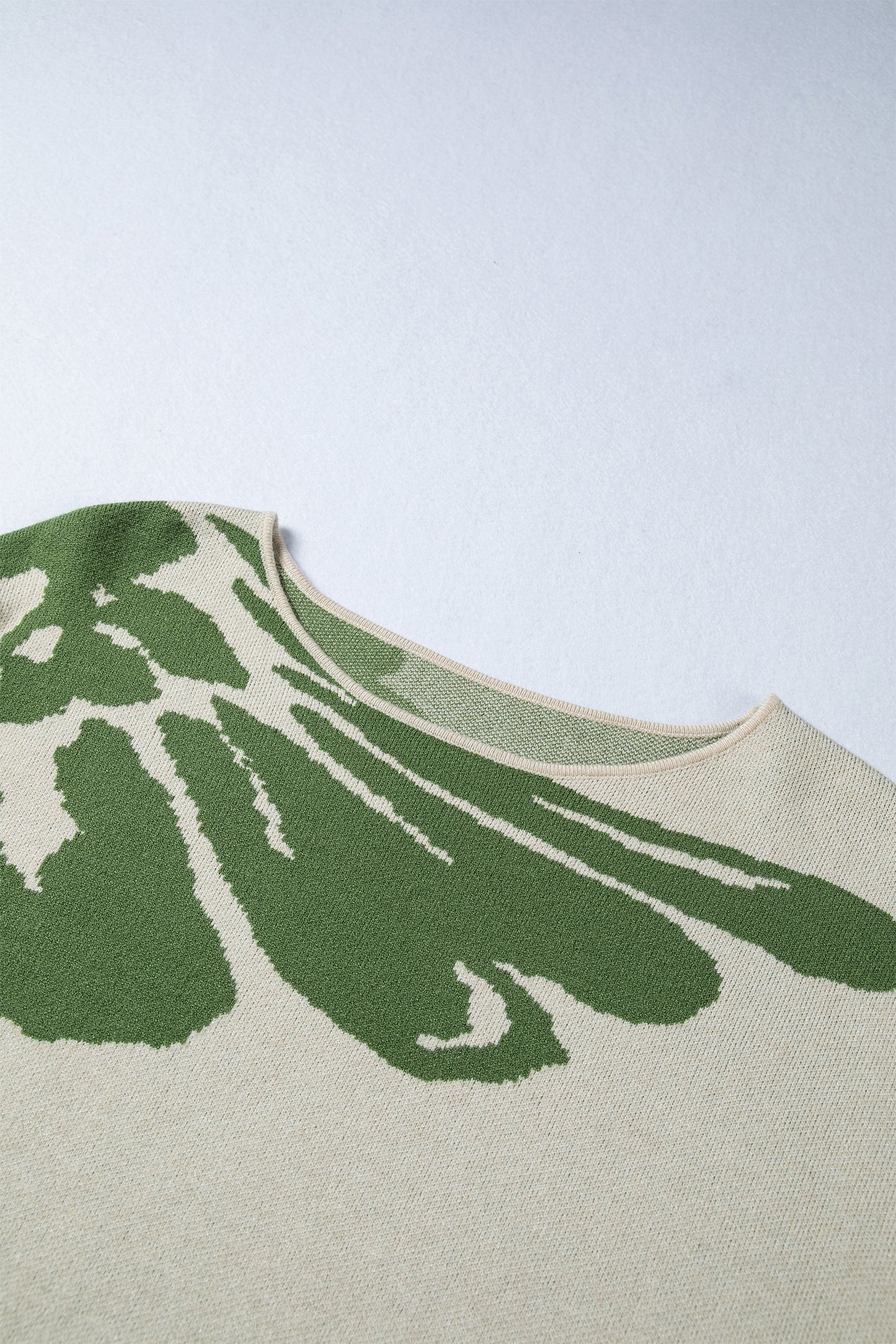 Green Bold Flower Pattern Wide Sleeve Baggy Sweater-TOPS / DRESSES-[Adult]-[Female]-2022 Online Blue Zone Planet