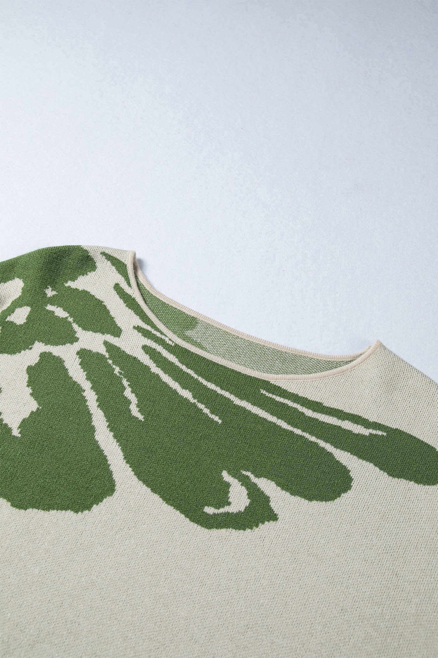 Green Bold Flower Pattern Wide Sleeve Baggy Sweater-TOPS / DRESSES-[Adult]-[Female]-2022 Online Blue Zone Planet