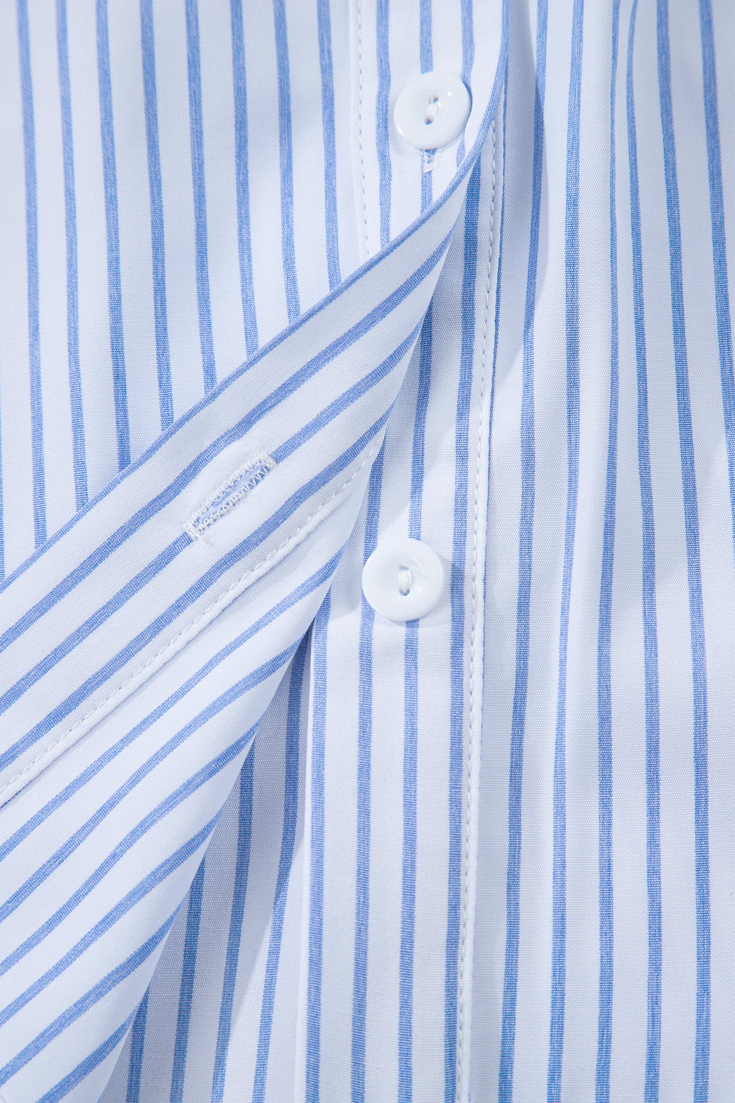 Sky Blue Stripe Floral Embroidered Billowy Sleeve Tunic Baggy Shirt-Tops/Blouses & Shirts-[Adult]-[Female]-2022 Online Blue Zone Planet