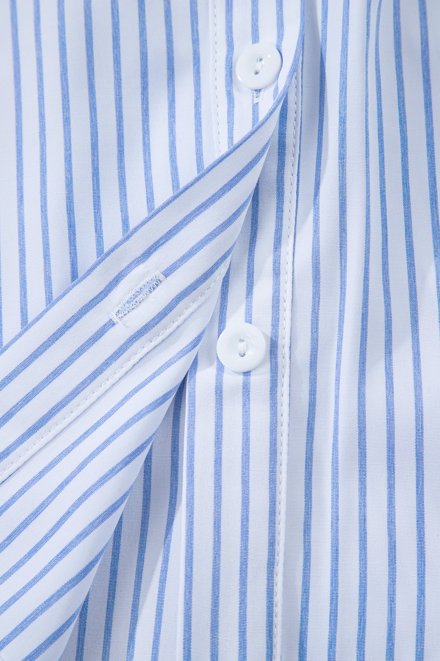 Sky Blue Stripe Floral Embroidered Billowy Sleeve Tunic Baggy Shirt-Tops/Blouses & Shirts-[Adult]-[Female]-2022 Online Blue Zone Planet