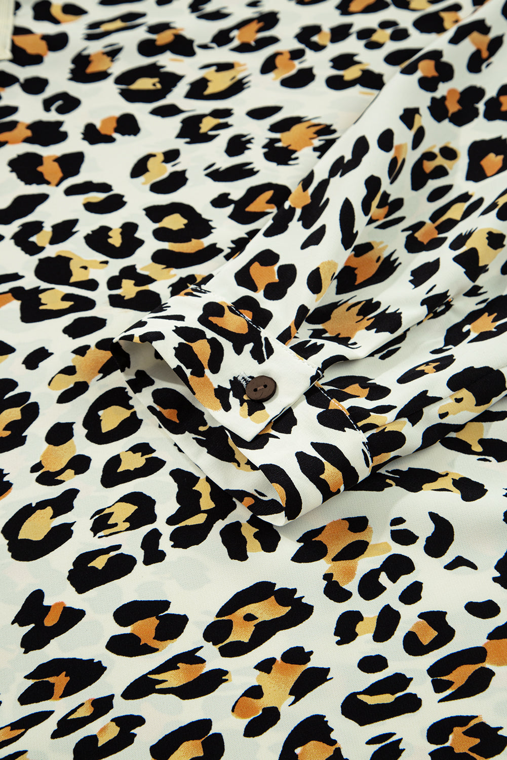 Khaki Leopard Print Contrast Striped V Neck Blouse-Tops/Blouses & Shirts-[Adult]-[Female]-2022 Online Blue Zone Planet