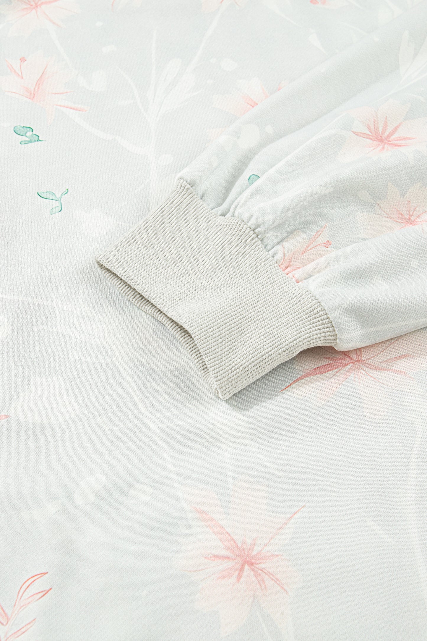 Gray Floral Print Plus Size Loose Hoodie-Tops / Dresses-[Adult]-[Female]-2022 Online Blue Zone Planet