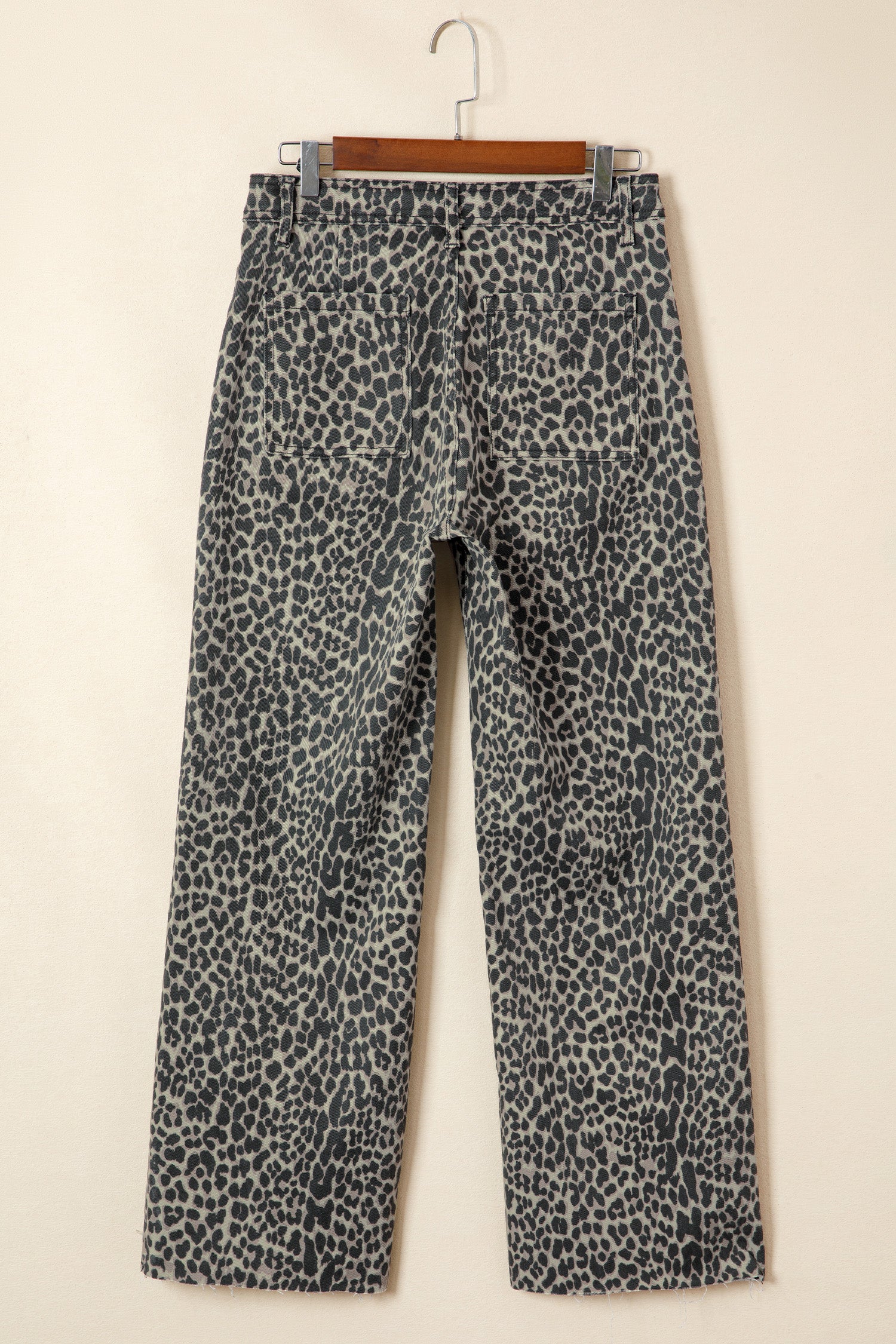 Black Leopard Print Wide Leg High Waist Jeans-Bottoms/Jeans-[Adult]-[Female]-2022 Online Blue Zone Planet