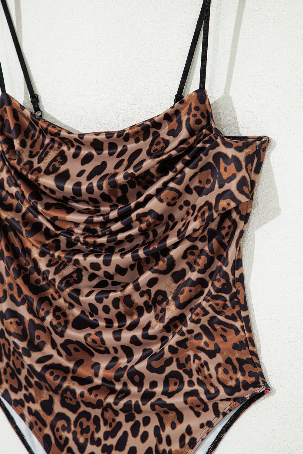 Brown Spaghetti Straps Ruched Leopard Bodysuit-Tops/Bodysuits-[Adult]-[Female]-2022 Online Blue Zone Planet