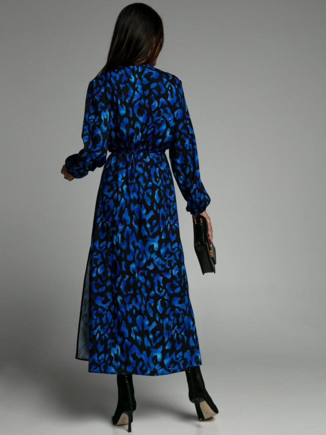 Blue Zone Planet | Slit Printed Surplice Long Sleeve Dress-TOPS / DRESSES-[Adult]-[Female]-2022 Online Blue Zone Planet