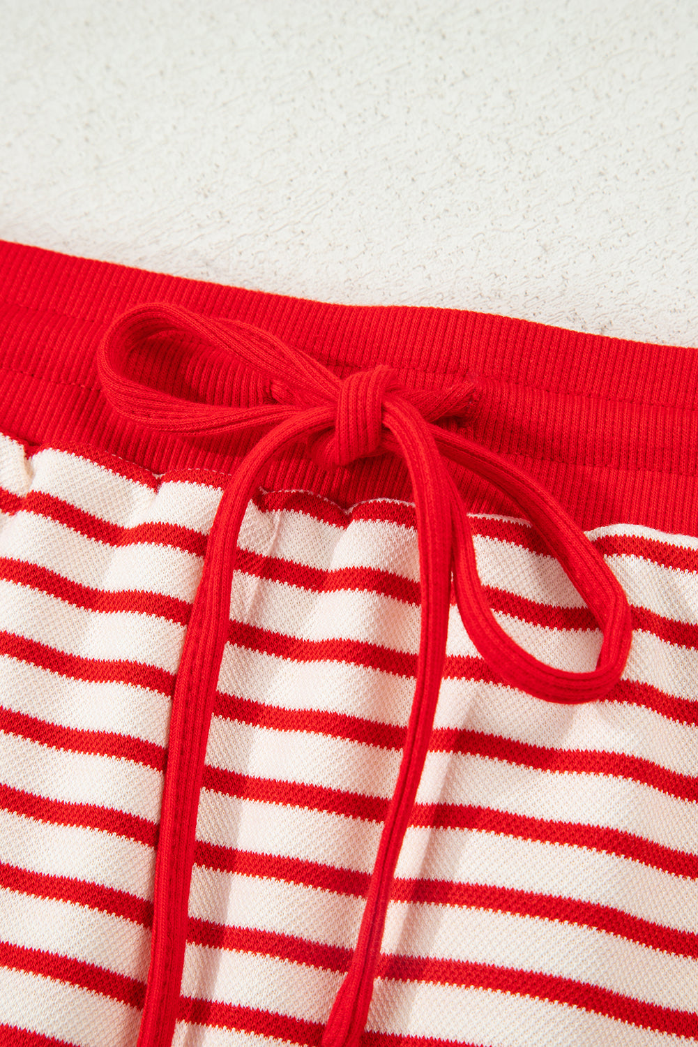 Red Stripe Collared V Neck Drop Shoulder Pullover And Skort 2pcs Outfit-Two Piece Sets/Two Piece Dresses-[Adult]-[Female]-2022 Online Blue Zone Planet