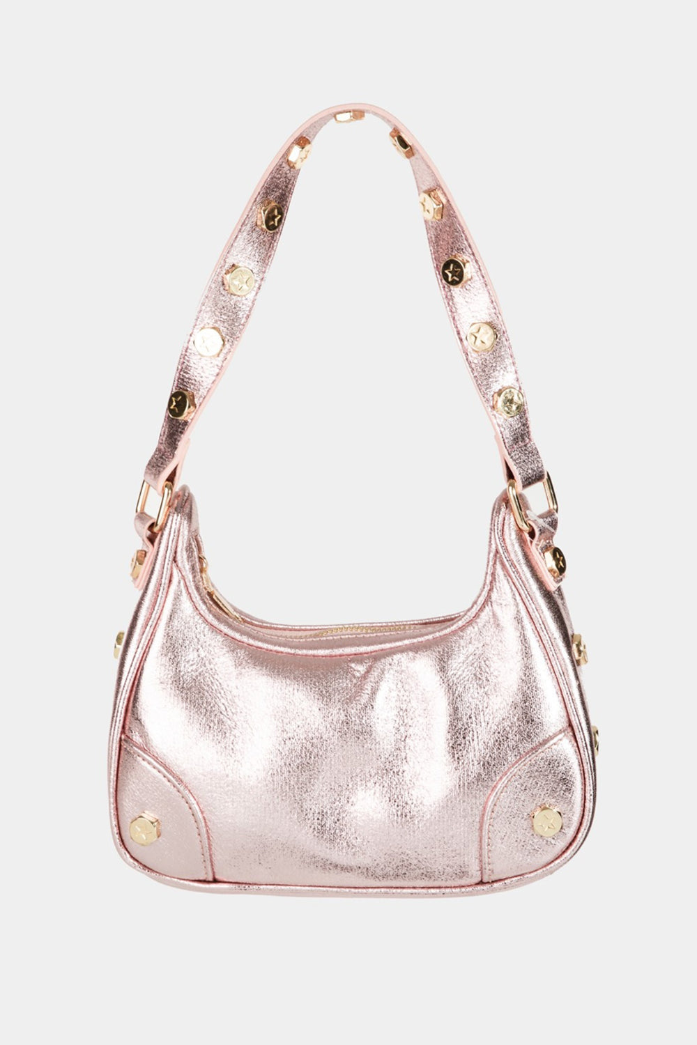 Fame Star Button Trim Hobo Handbag-HANDBAGS-[Adult]-[Female]-Pink-One Size-2022 Online Blue Zone Planet