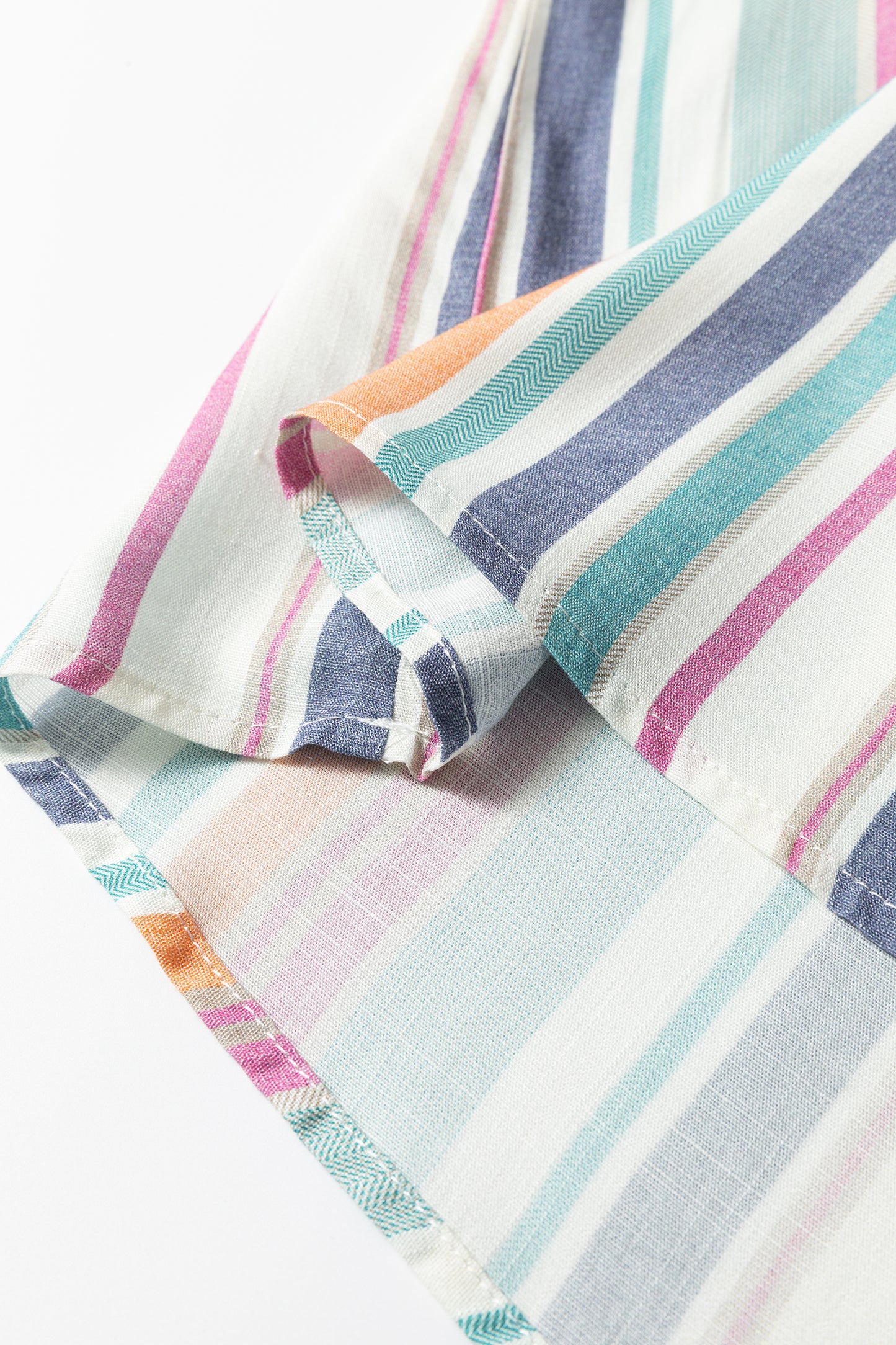 Light Blue Lace Hollow-out Insert Flutter Sleeve Striped Blouse-Tops/Blouses & Shirts-[Adult]-[Female]-2022 Online Blue Zone Planet