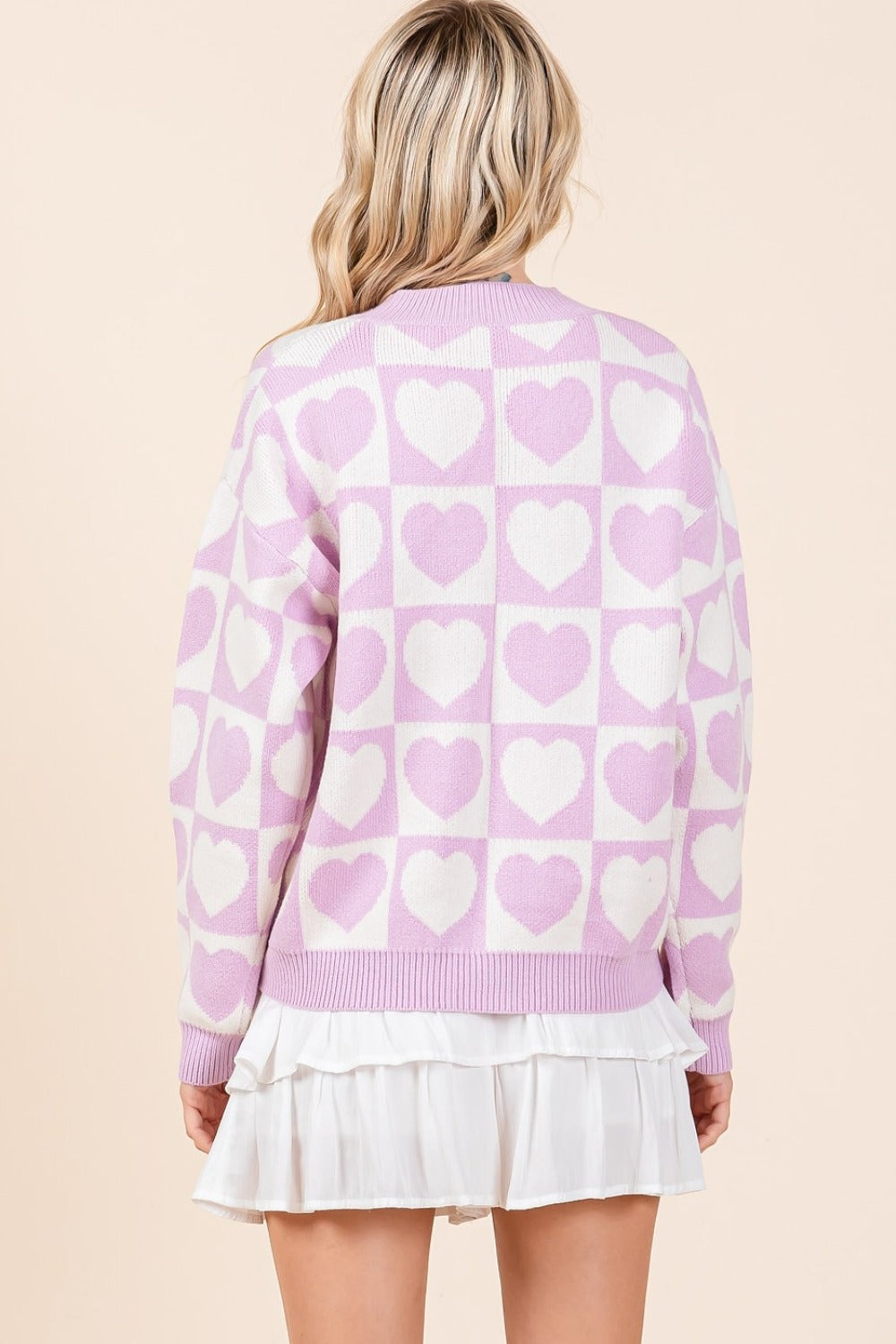 Blue Zone Planet | Mittoshop Checkered Heart Button Down Cardigan-TOPS / DRESSES-[Adult]-[Female]-2022 Online Blue Zone Planet