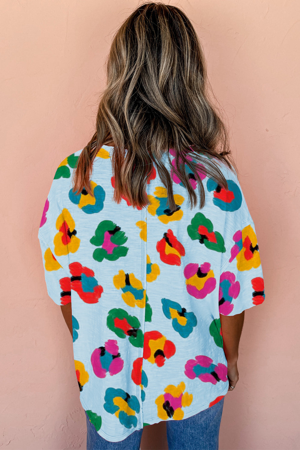Green Leopard Drop Shoulder Oversize Tee-Tops/Tops & Tees-[Adult]-[Female]-2022 Online Blue Zone Planet