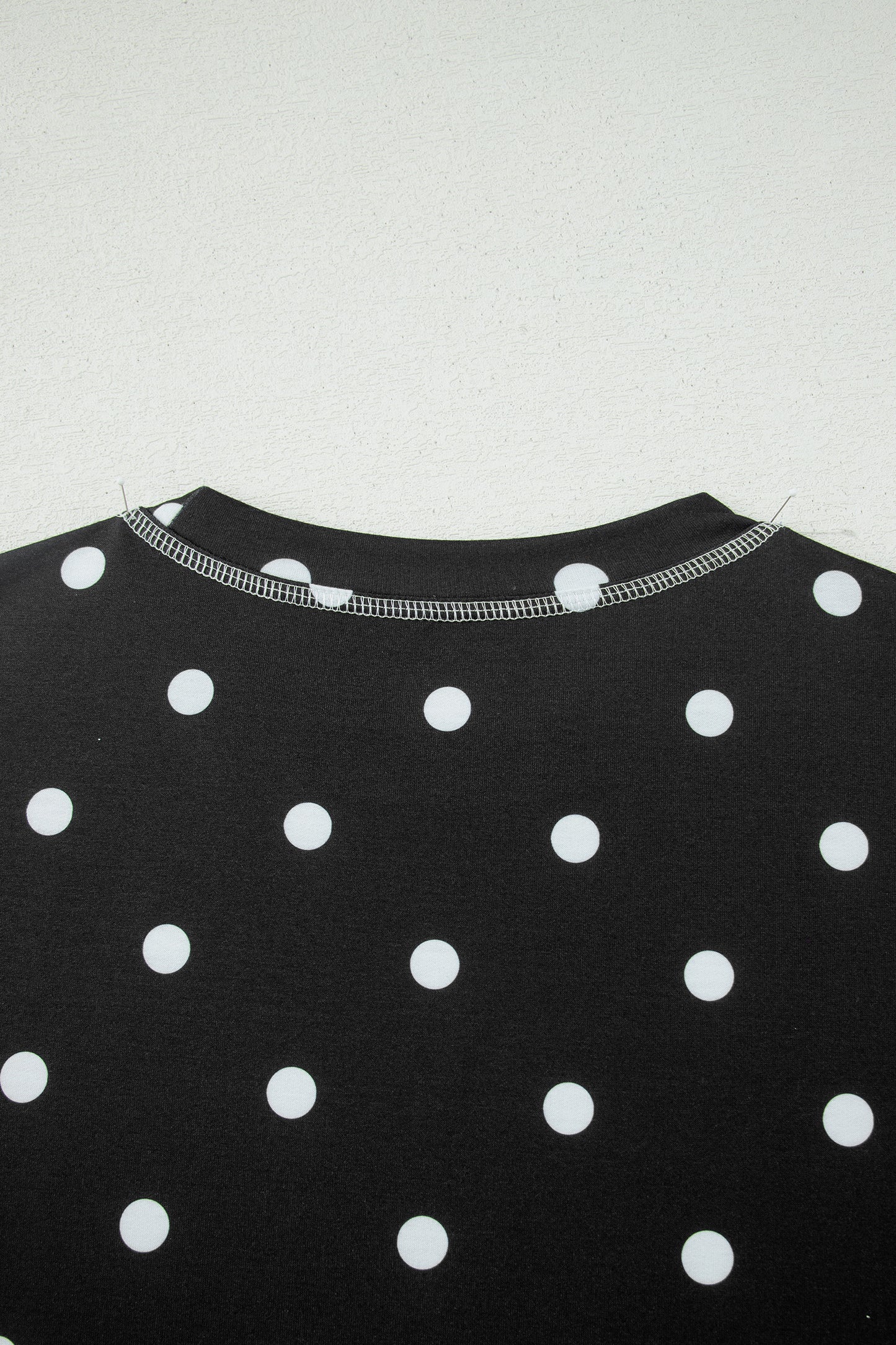 White Exposed Seam Detail Polka Dot Loose Tee Drawstring Shorts Set-Two Piece Sets/Short Sets-[Adult]-[Female]-2022 Online Blue Zone Planet