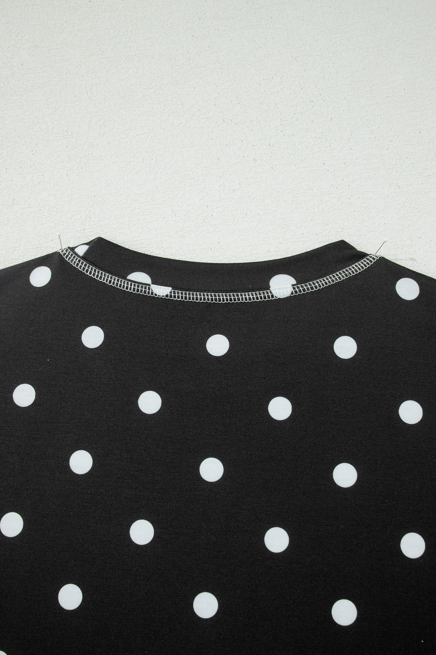 White Exposed Seam Detail Polka Dot Loose Tee Drawstring Shorts Set-Two Piece Sets/Short Sets-[Adult]-[Female]-2022 Online Blue Zone Planet