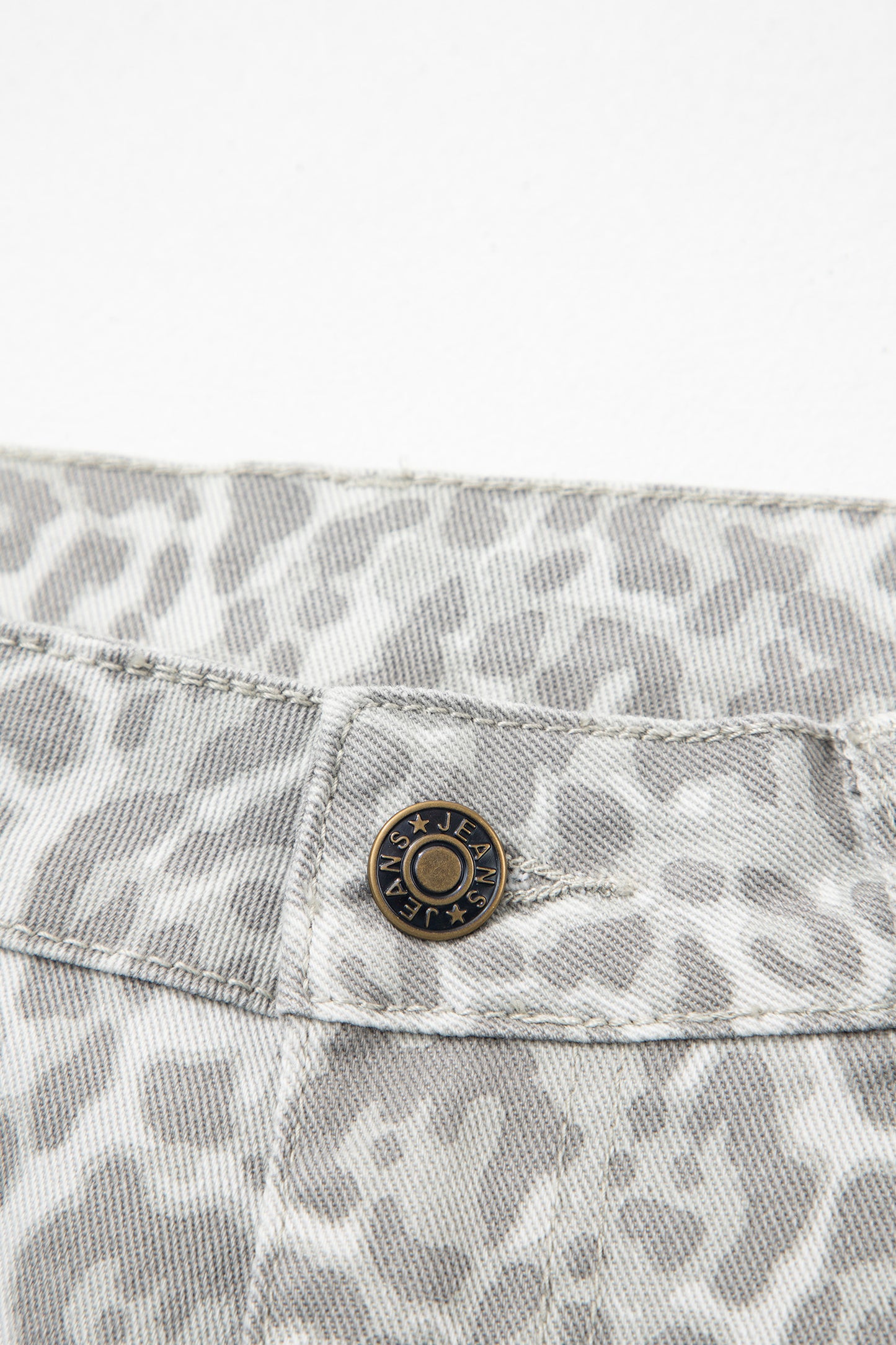 Gray Leopard Frayed Edge Wide Leg High Waist Jeans-Bottoms/Jeans-[Adult]-[Female]-2022 Online Blue Zone Planet
