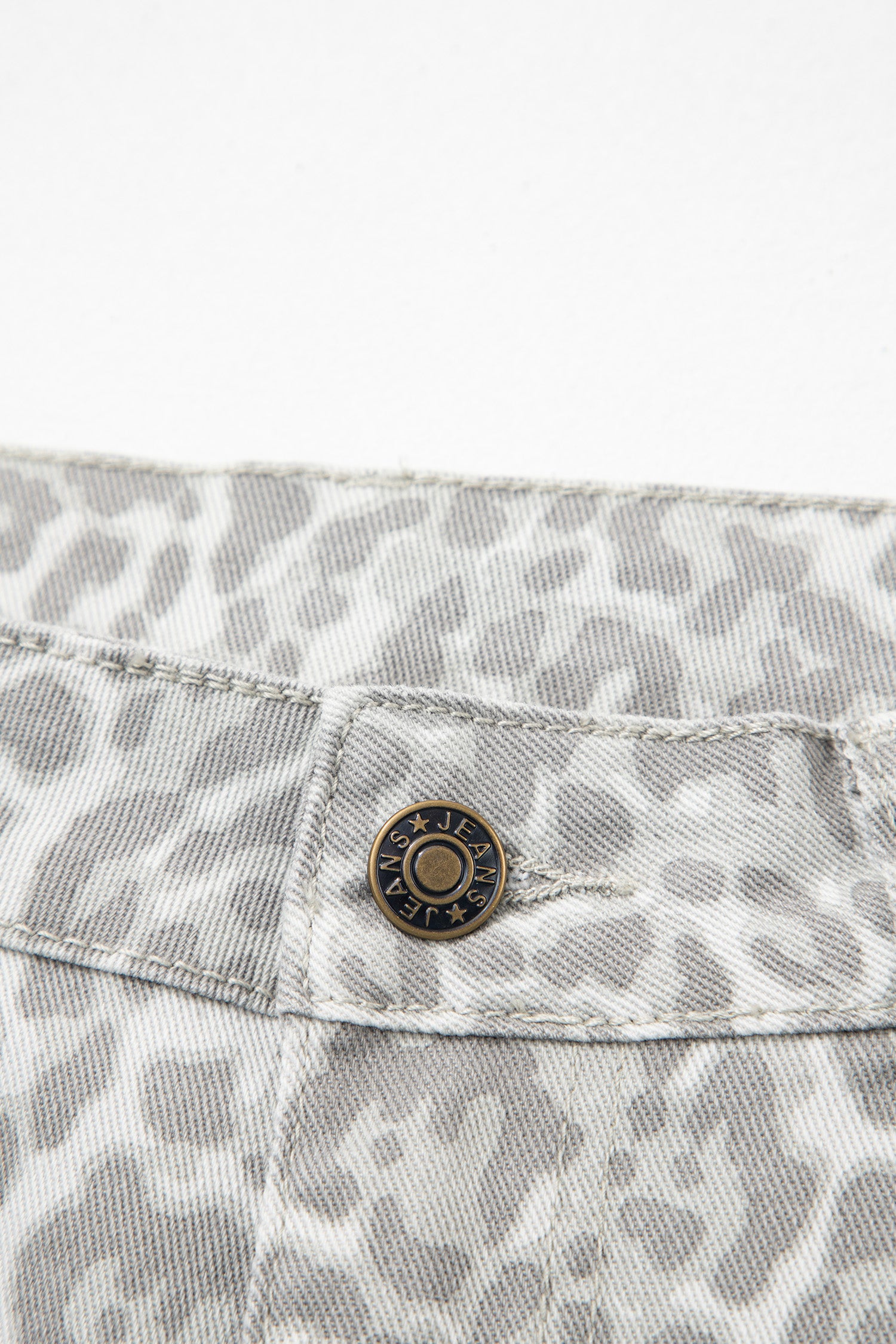 Gray Leopard Frayed Edge Wide Leg High Waist Jeans-Bottoms/Jeans-[Adult]-[Female]-2022 Online Blue Zone Planet