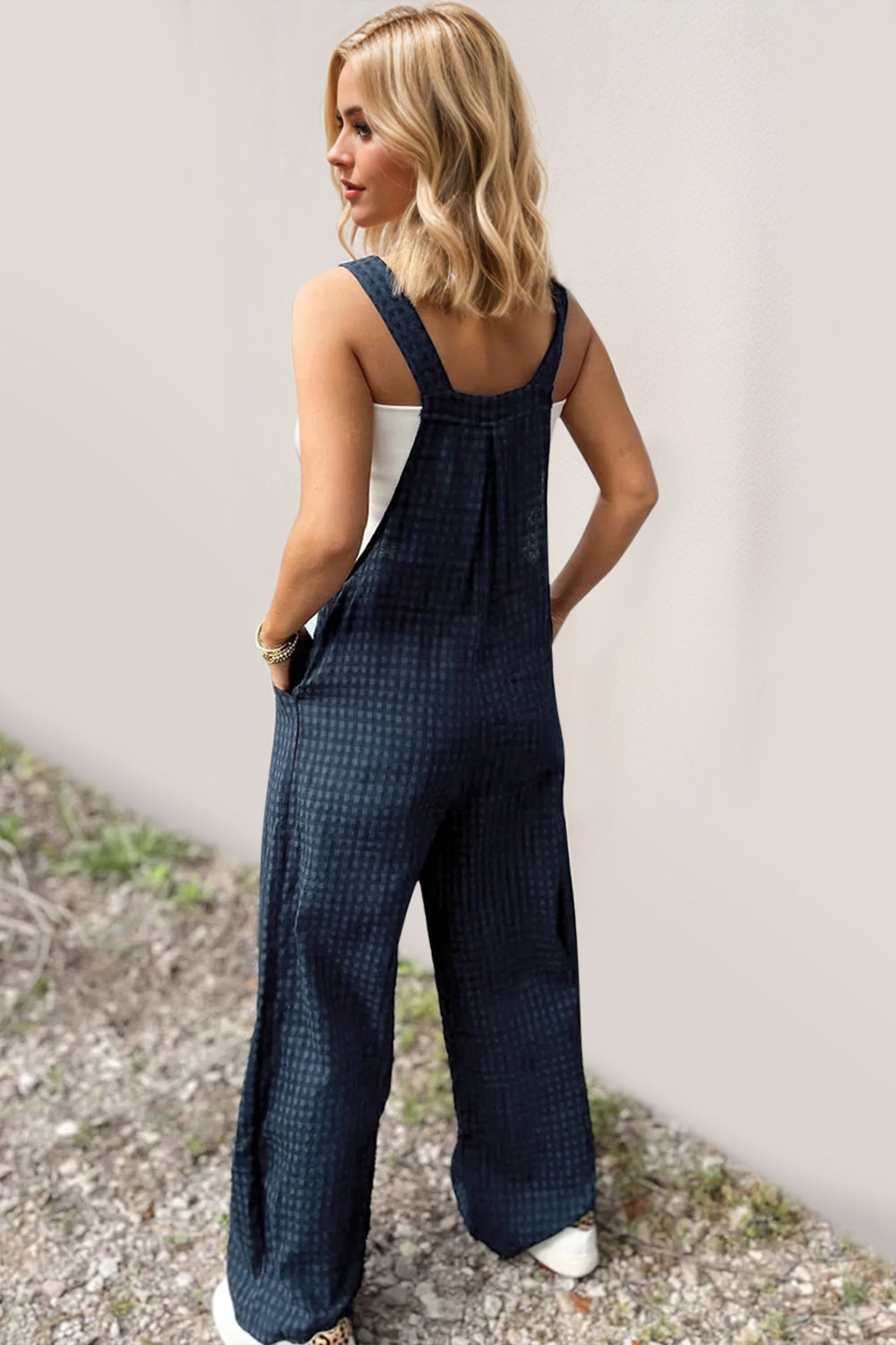 Blue Zone Planet | Oh Full Size Plaid Wide Leg Overalls with Pockets-TOPS / DRESSES-[Adult]-[Female]-2022 Online Blue Zone Planet