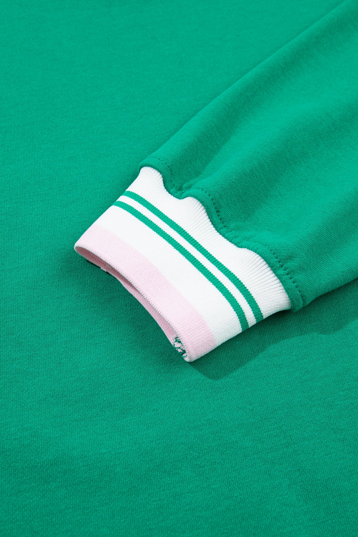 Bright Green Contrast Striped Trim Baggy Pullover Sweatshirt-Tops/Sweatshirts & Hoodies-[Adult]-[Female]-2022 Online Blue Zone Planet