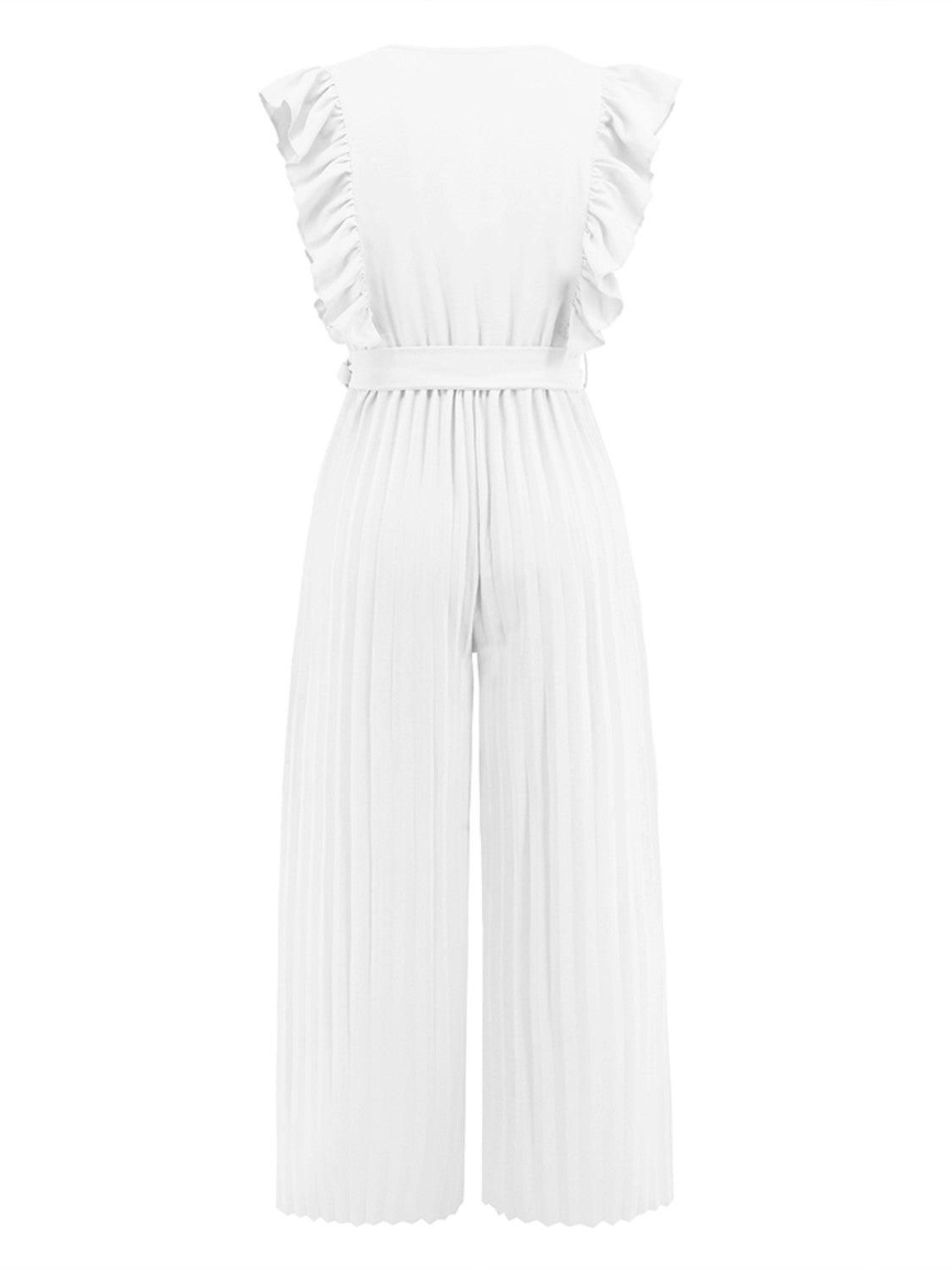 Ruffled Surplice Cap Sleeve Jumpsuit-[Adult]-[Female]-2022 Online Blue Zone Planet