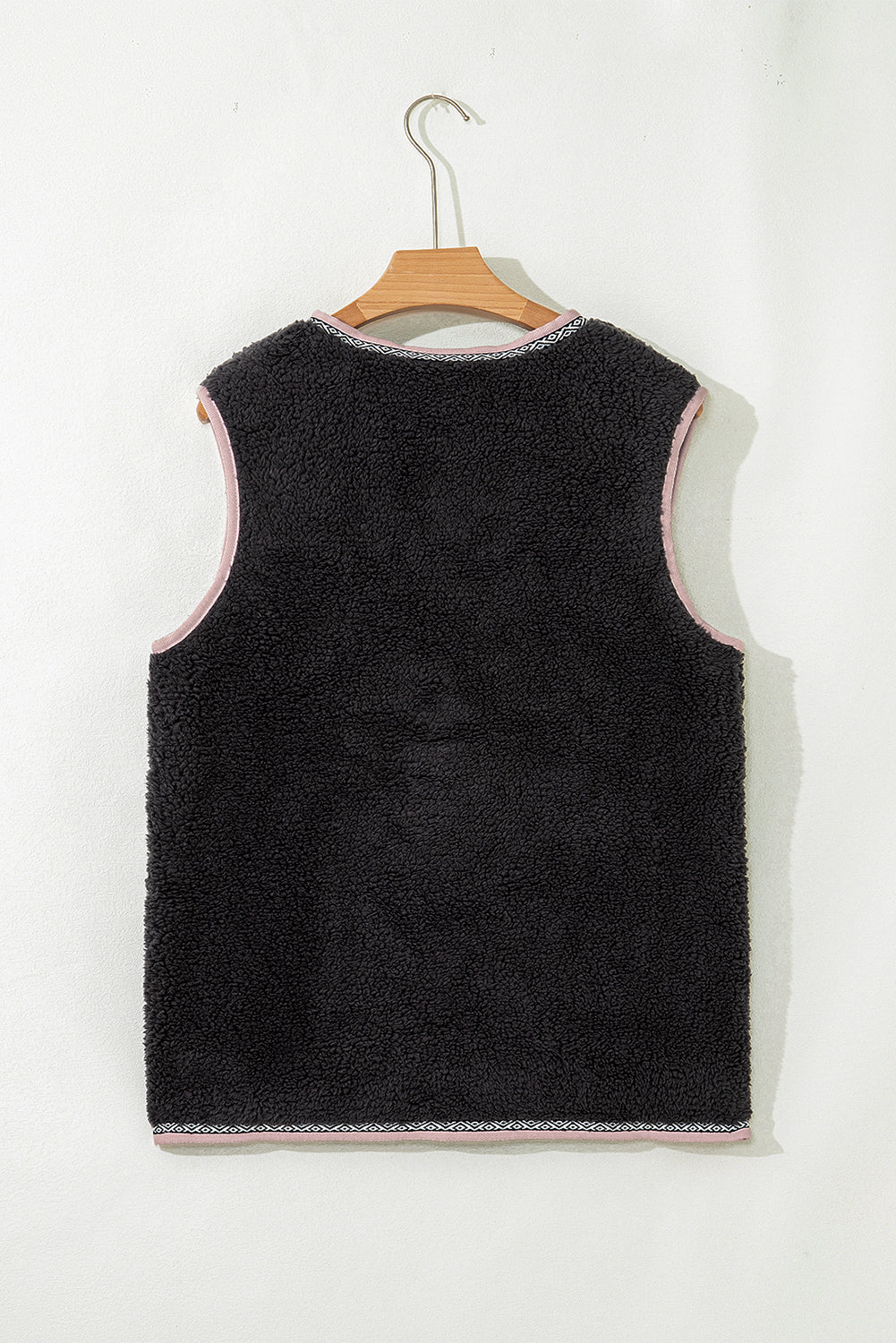 Dark Grey Sherpa Contrast Trim Patch Pocket Cartridge Toggle Button Vest