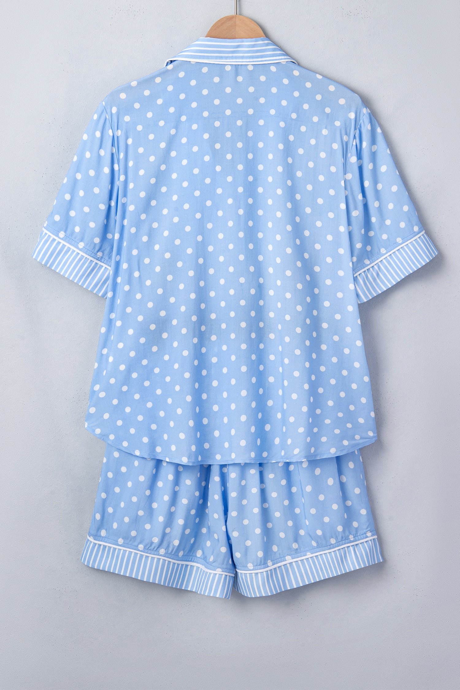 Sky Blue Dotted Print Soft Short Pajama Set-Loungewear & Sleepwear/Sleepwear-[Adult]-[Female]-2022 Online Blue Zone Planet