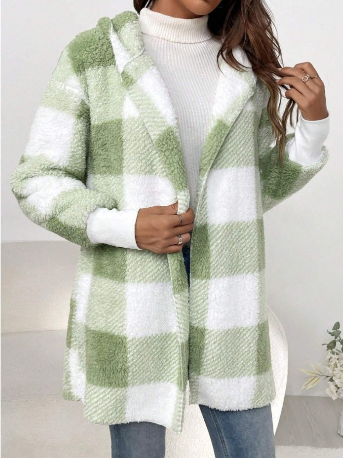 Plaid Long Sleeve Hooded Coat-TOPS / DRESSES-[Adult]-[Female]-2022 Online Blue Zone Planet